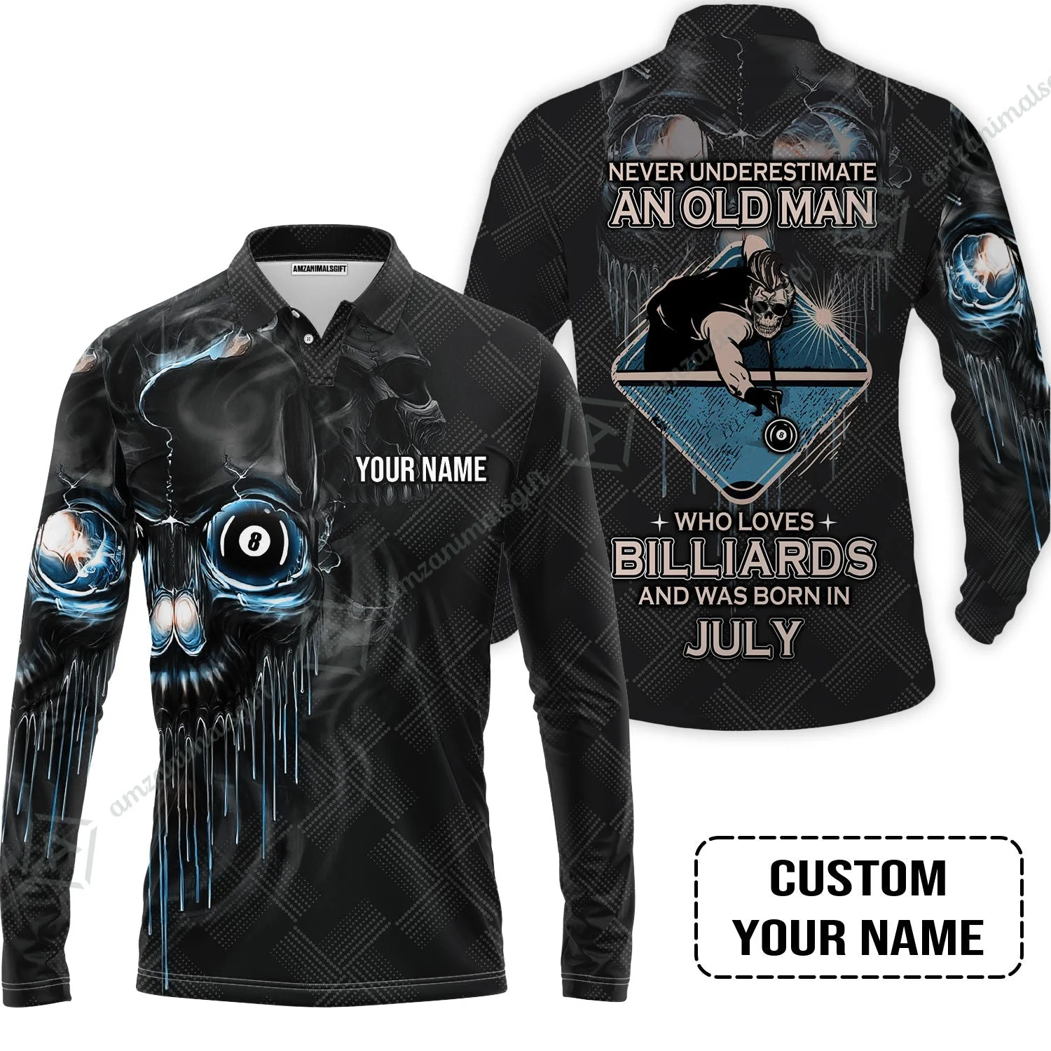 Customized Billiard Hoodie - Pool 8 Ball Never Underestimate An Old Man And Was Born In July Personalized Hoodie - Image 3