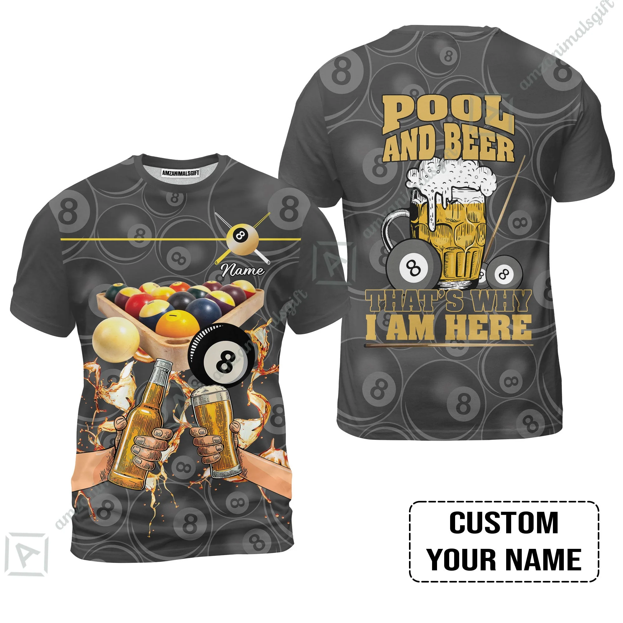 Customized Billiard Long Polo Shirt, Personalized Billiard Pool And Beer That's Why I am Here Long Polo Shirt - Image 6