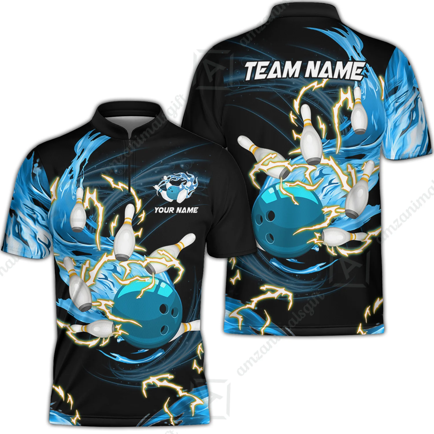 Customized Bowling Bowling Jersey Shirts, Bowling Ball & Pins Breath Of Thunder Flame Multicolor Option, Perfect Outfit For Bowlers - Image 4