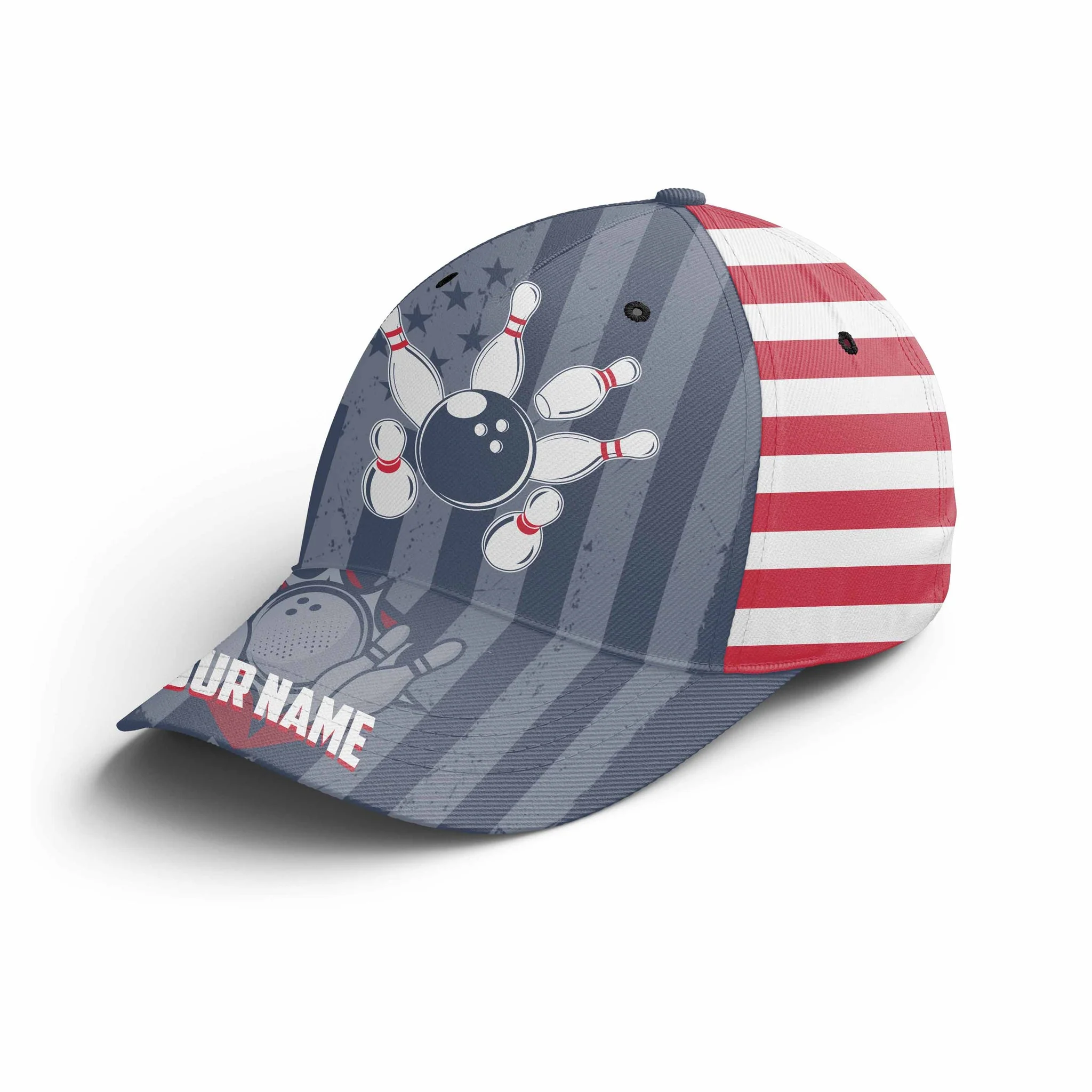 Customized Bowling Classic Cap, American Flag Strike Bowling Hat For Men Women, Bowlers, Team League, Bowling Lover - Image 2