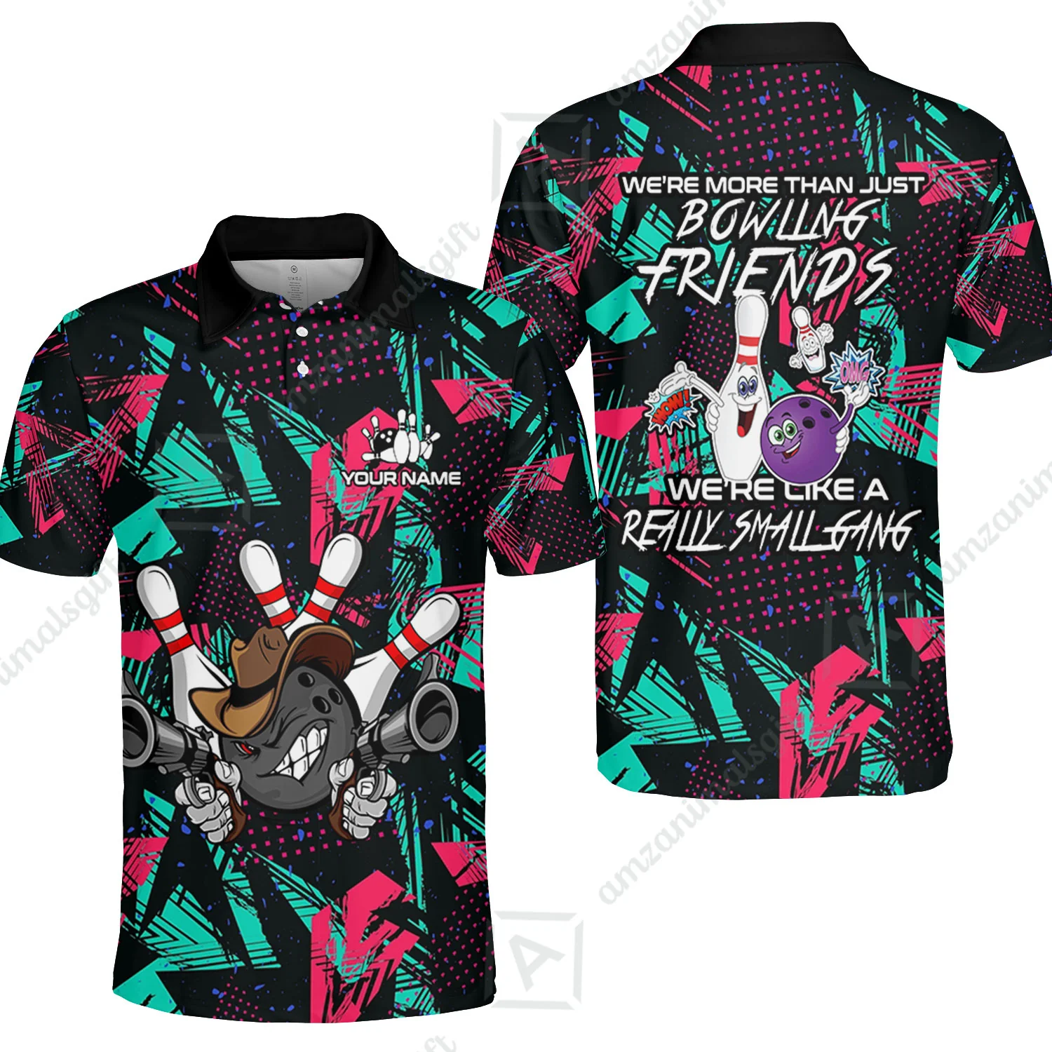 Customized Bowling Friends Polo Shirt, Really Small Gang Bowling Team Polo Shirt, Perfect Outfit For Bowlers