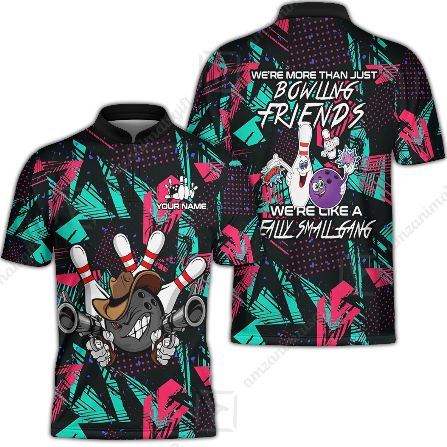 Customized Bowling Friends Polo Shirt, Really Small Gang Bowling Team Polo Shirt, Perfect Outfit For Bowlers - Image 2