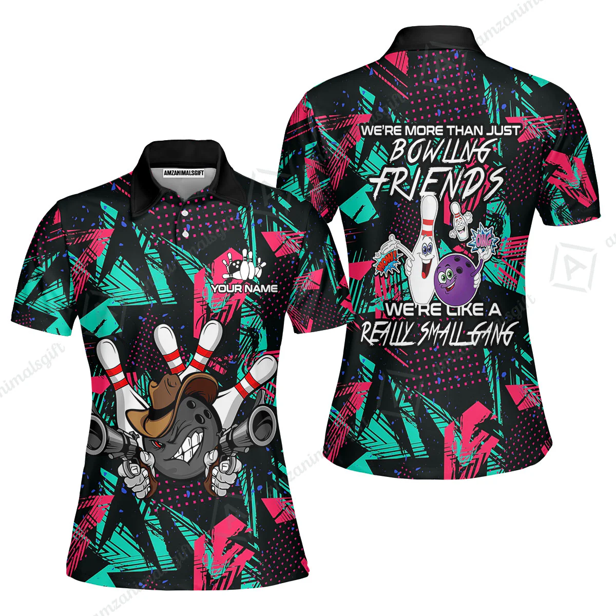 Customized Bowling Friends Polo Shirt, Really Small Gang Bowling Team Polo Shirt, Perfect Outfit For Bowlers - Image 4