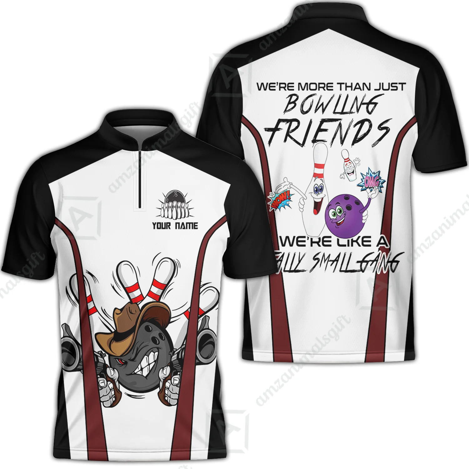 Customized Bowling Friends Polo Shirt, Really Small Gang Funny Bowling Team Polo Shirt, Perfect Outfit For Bowlers - Image 2