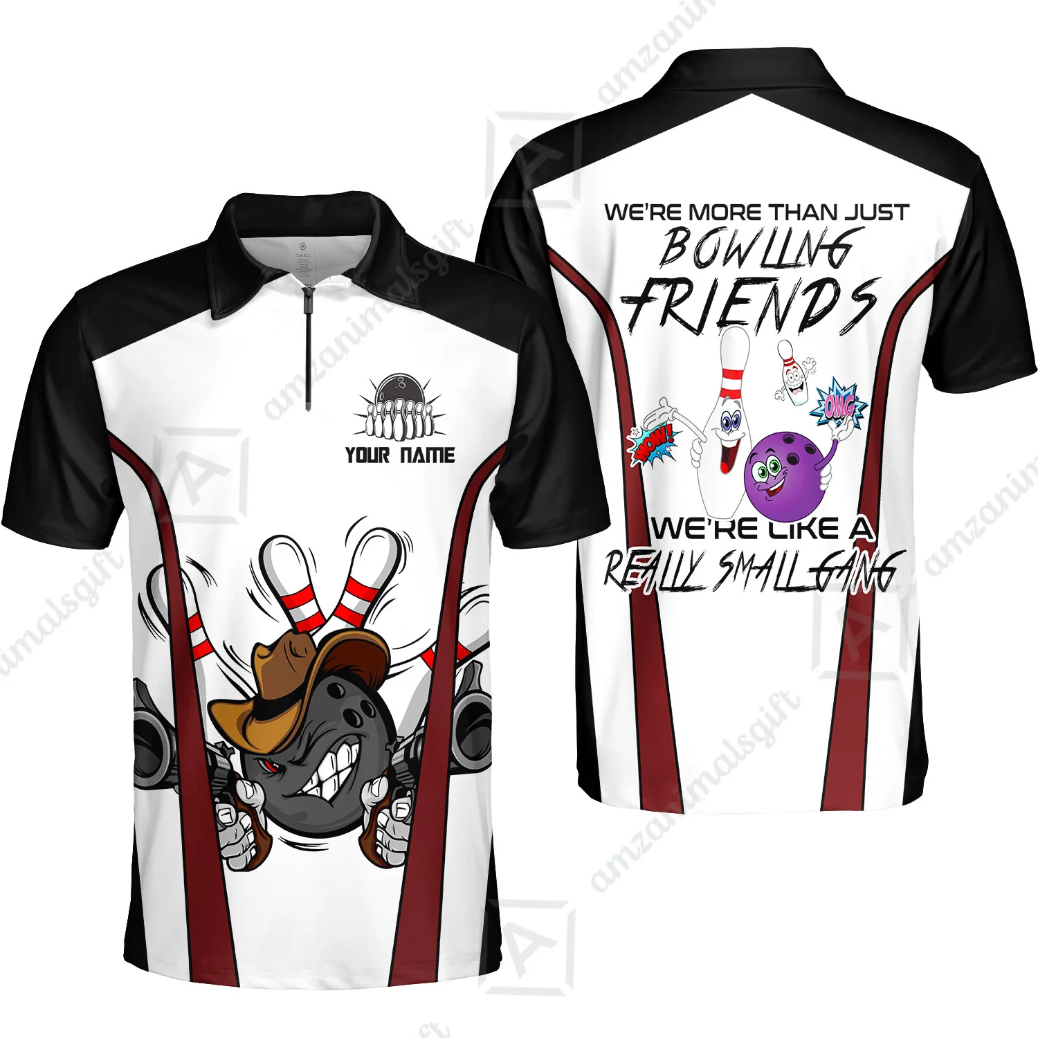 Customized Bowling Friends Polo Shirt, Really Small Gang Funny Bowling Team Polo Shirt, Perfect Outfit For Bowlers - Image 3