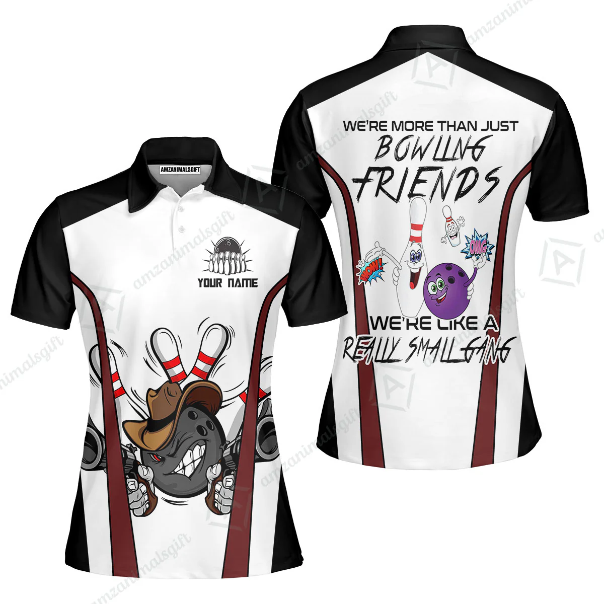 Customized Bowling Friends Polo Shirt, Really Small Gang Funny Bowling Team Polo Shirt, Perfect Outfit For Bowlers - Image 4
