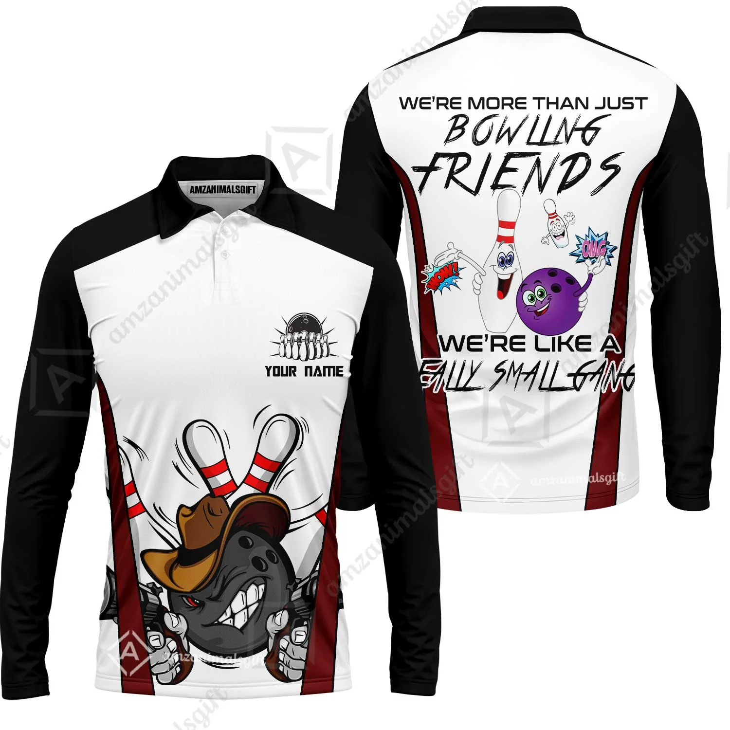 Customized Bowling Friends Polo Shirt, Really Small Gang Funny Bowling Team Polo Shirt, Perfect Outfit For Bowlers - Image 9