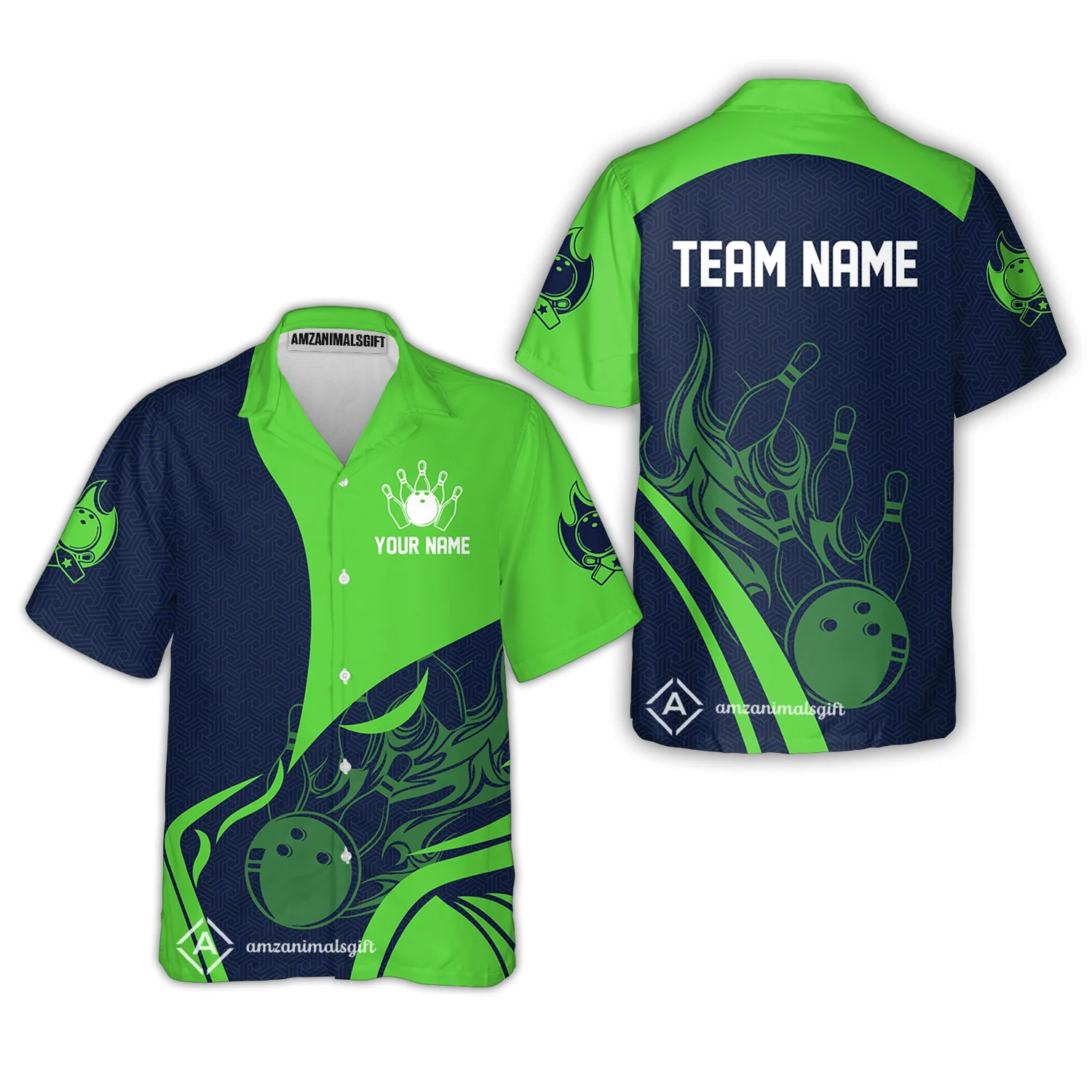 Customized Bowling Hawaiian Shirt, Custom Flame Bowling Uniform Hawaiian Shirt, Multicolor Team Style Jersey for Bowlers - Image 3