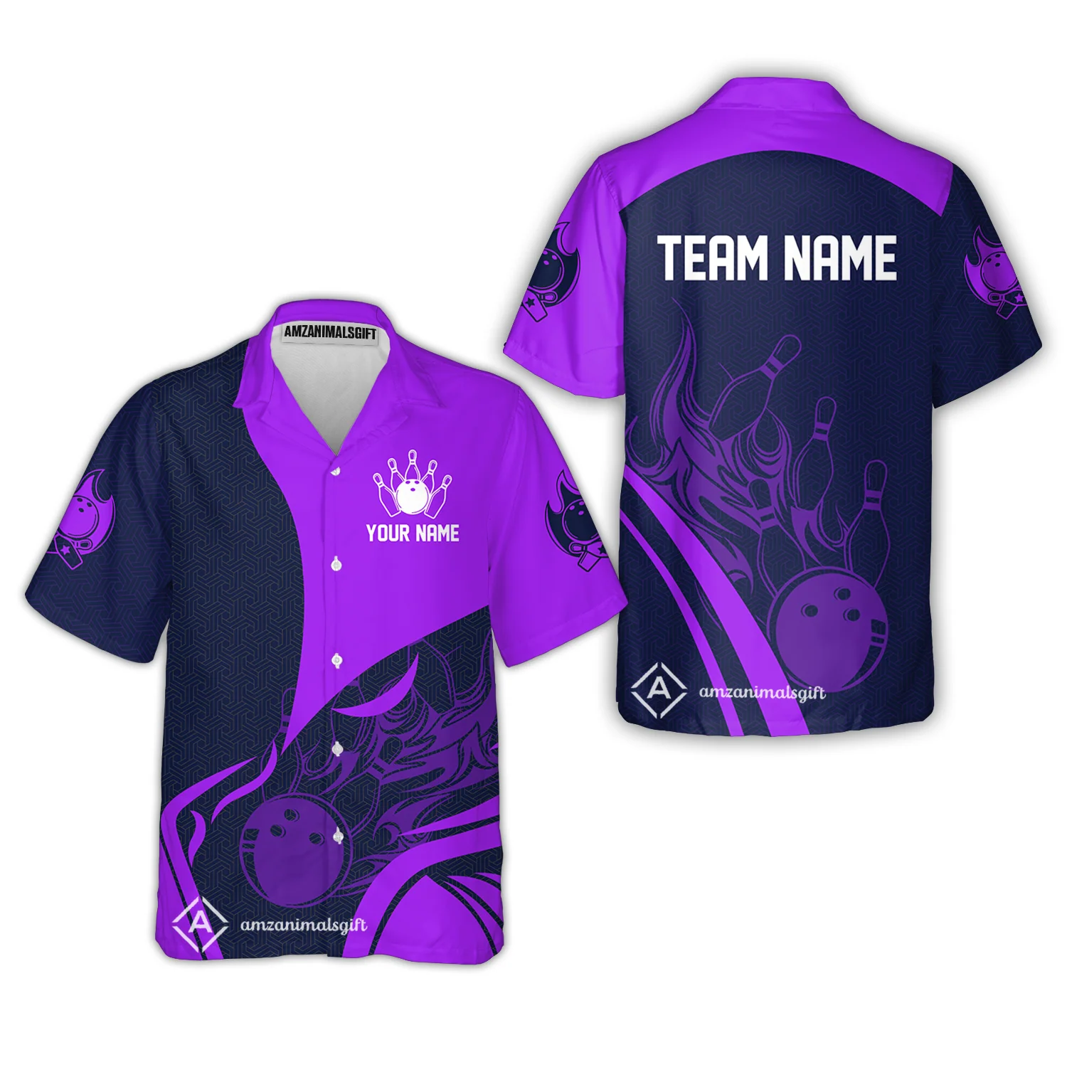 Customized Bowling Hawaiian Shirt, Custom Flame Bowling Uniform Hawaiian Shirt, Multicolor Team Style Jersey for Bowlers - Image 4