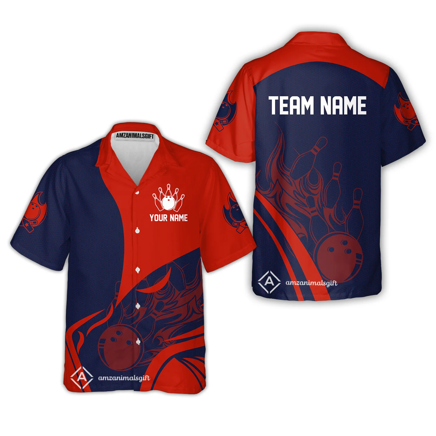 Customized Bowling Hawaiian Shirt, Custom Flame Bowling Uniform Hawaiian Shirt, Multicolor Team Style Jersey for Bowlers - Image 5