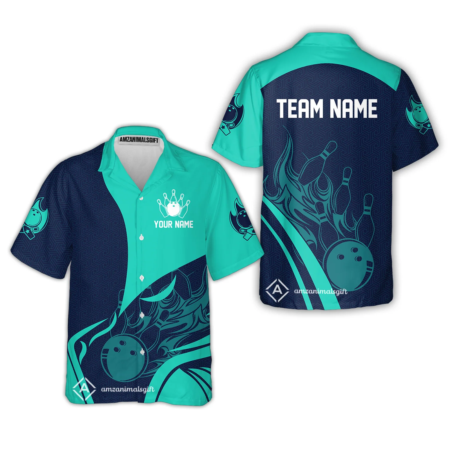 Customized Bowling Hawaiian Shirt, Custom Flame Bowling Uniform Hawaiian Shirt, Multicolor Team Style Jersey for Bowlers - Image 6