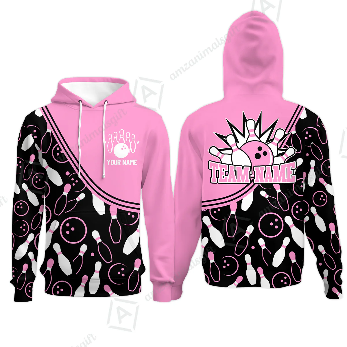 Customized Bowling Hoodie, Custom Multicolor Bowling Style Uniform Hoodie For Bowlers - Image 3