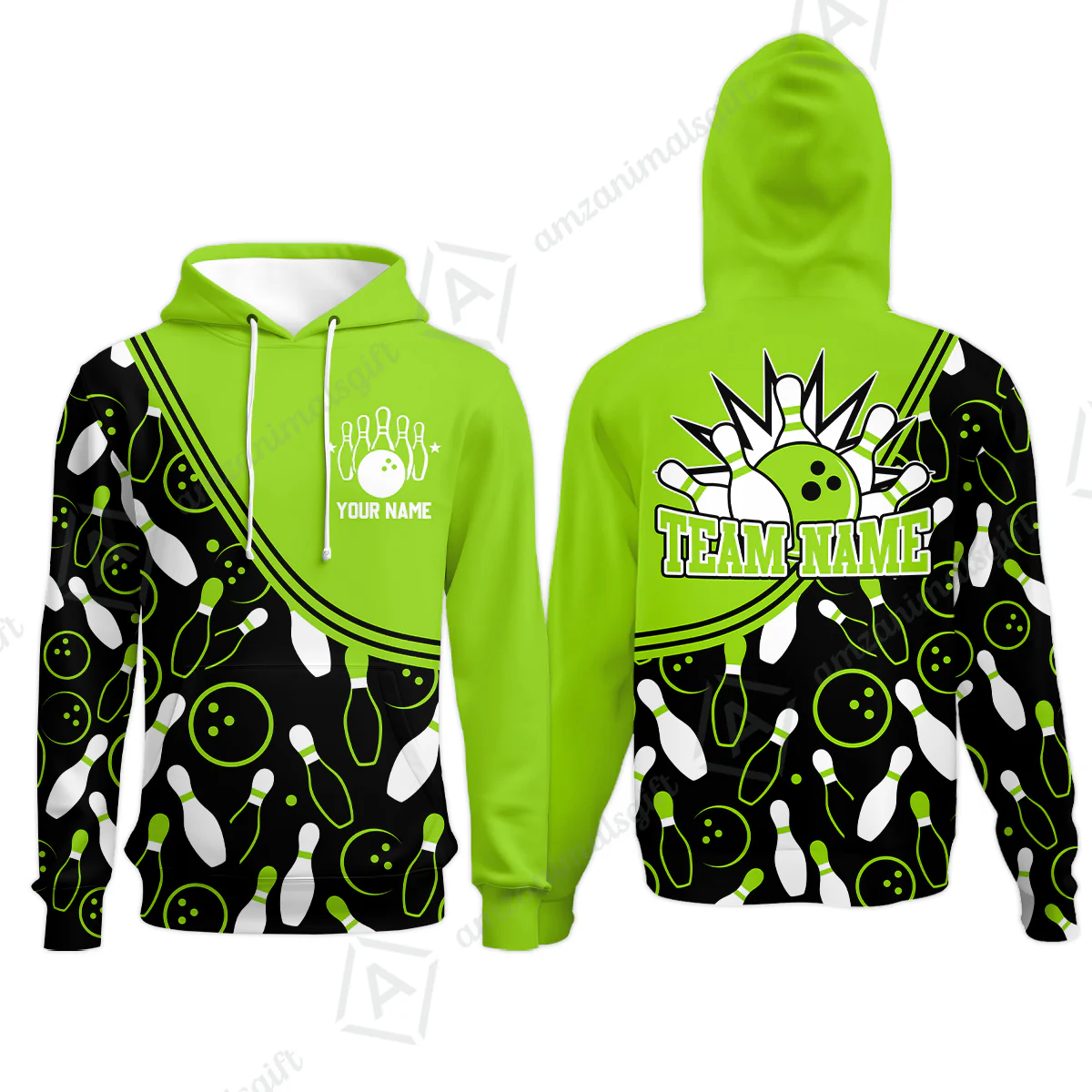 Customized Bowling Hoodie, Custom Multicolor Bowling Style Uniform Hoodie For Bowlers - Image 4
