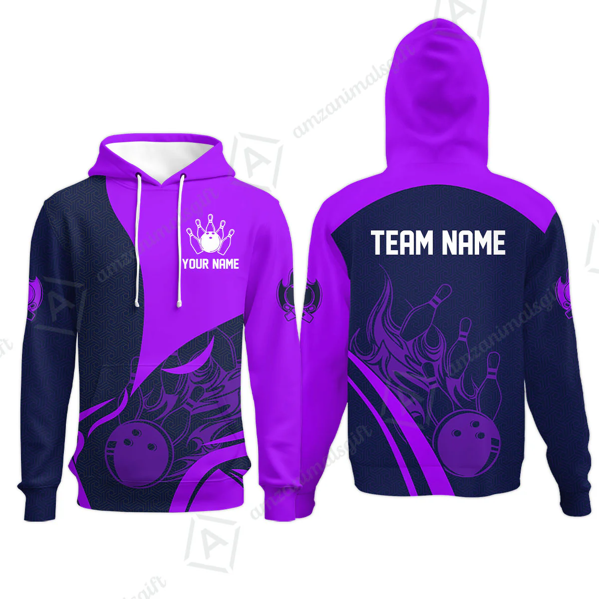 Customized Bowling Hoodie, Flame Bowling Multicolor Custom Team Uniform Hoodie, Jersey for Bowlers - Image 4