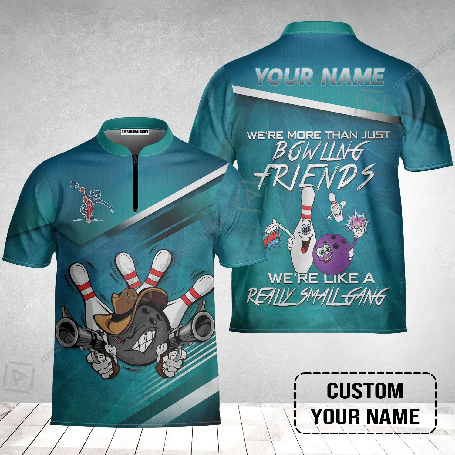 Customized Bowling Jersey - We're More Than Just Bowling Friends We're Like A Really Small Gang Bowling Jersey - Image 2