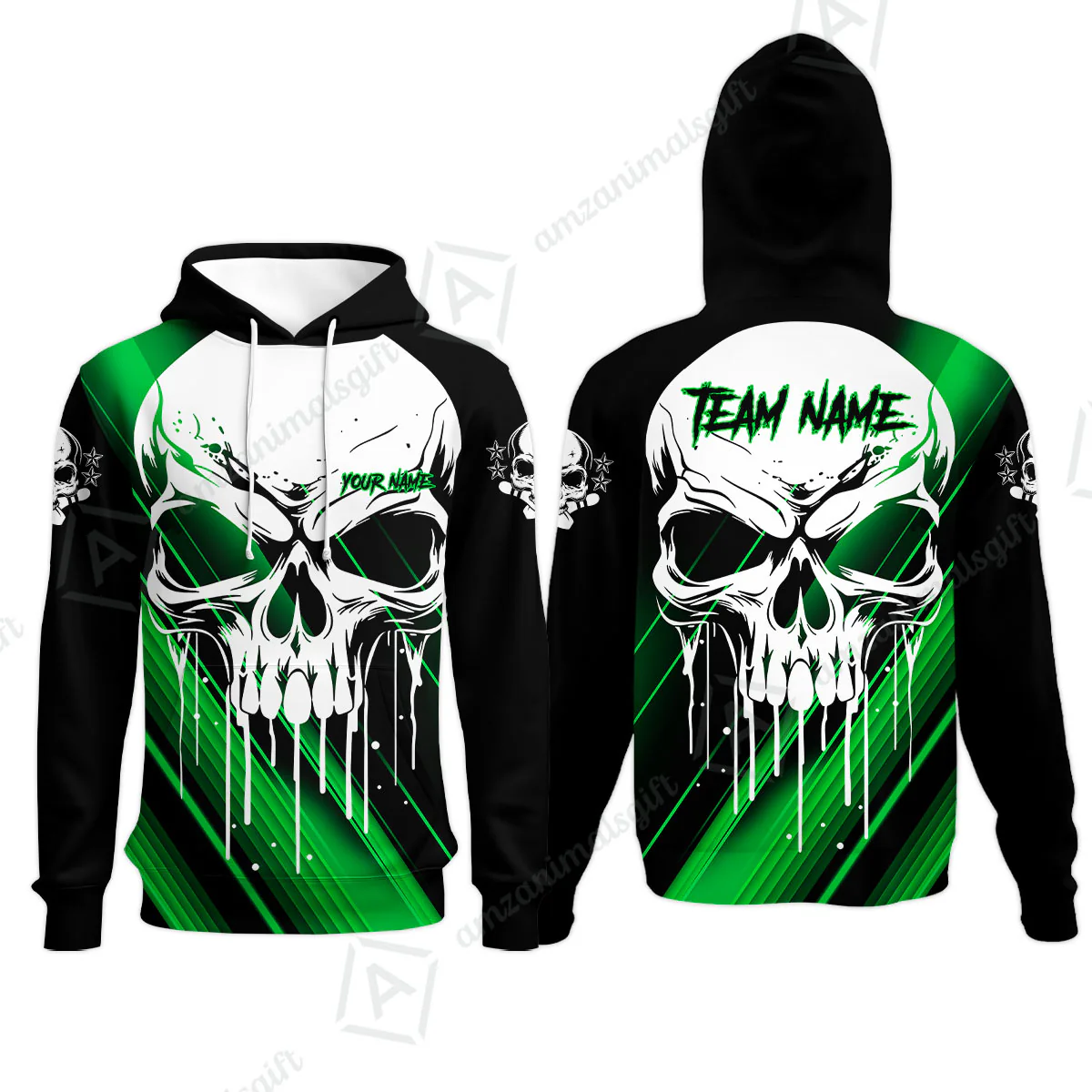 Customized Bowling Polo, Blue Skull Bowling Creepy Style Bowling jerseys Custom Name And Team Shirt - Image 65