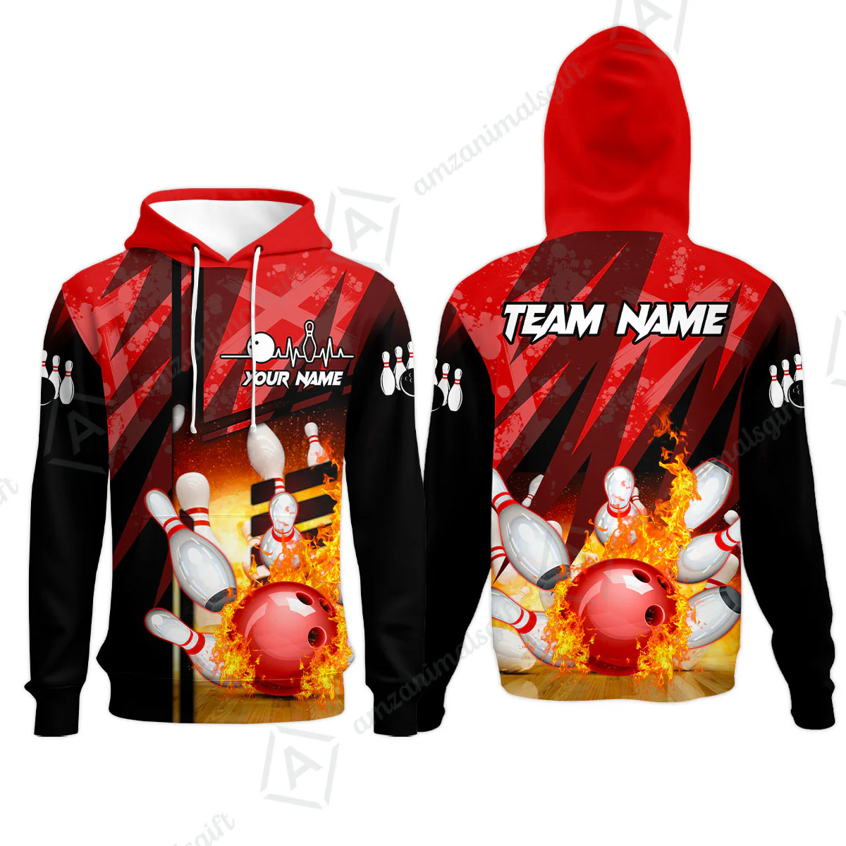 Customized Bowling Jersey Shirt, Bowling And Pins Abstract Grunge Texture XX Multicolor Option Customized Name And Team Zipper Polo Jerseys Shirts - Image 20