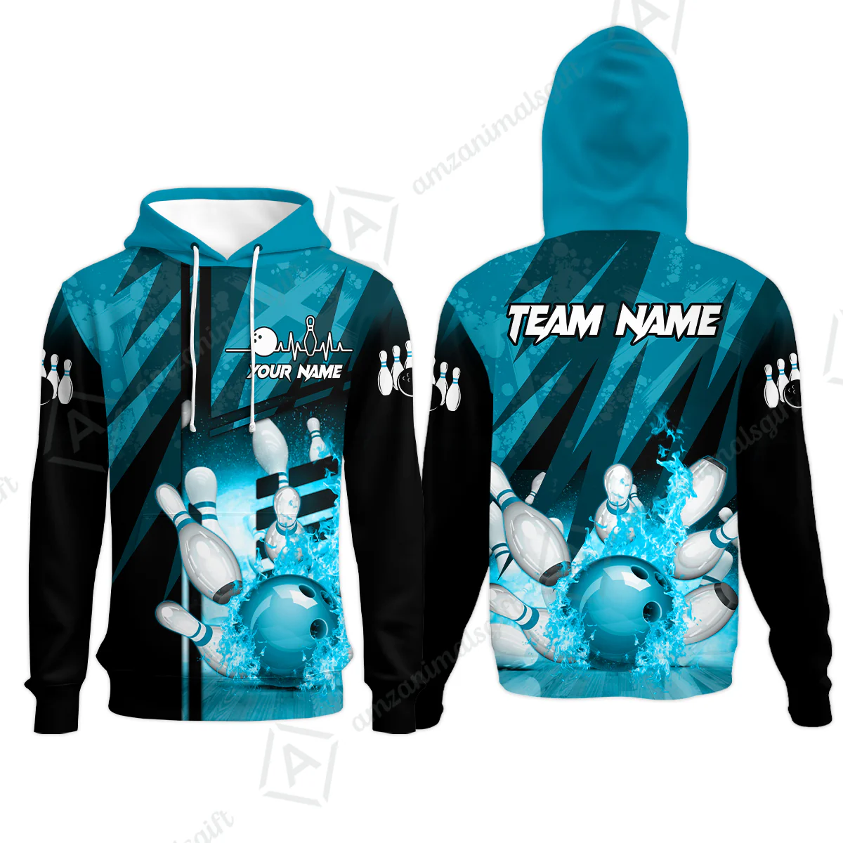 Customized Bowling Jersey Shirt, Bowling And Pins Abstract Grunge Texture XX Multicolor Option Customized Name And Team Zipper Polo Jerseys Shirts - Image 24