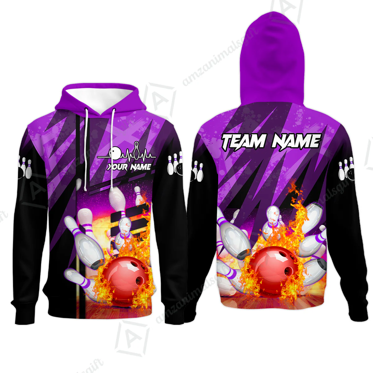 Customized Bowling Jersey Shirt, Bowling And Pins Abstract Grunge Texture XX Multicolor Option Customized Name And Team Zipper Polo Jerseys Shirts - Image 25