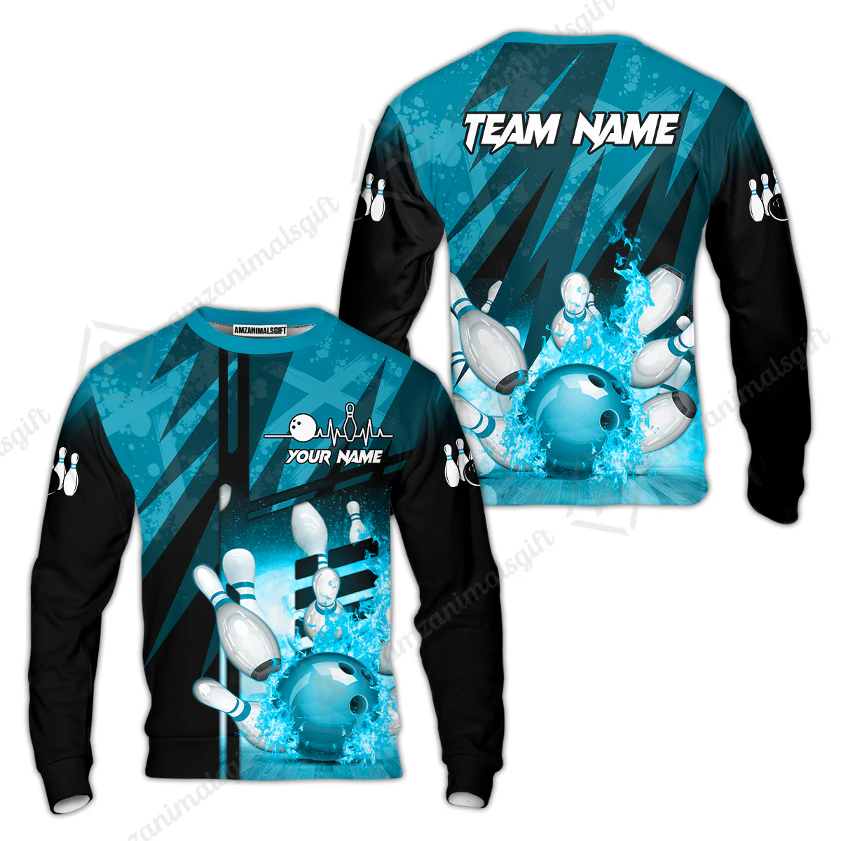 Customized Bowling Jersey Shirt, Bowling And Pins Abstract Grunge Texture XX Multicolor Option Customized Name And Team Zipper Polo Jerseys Shirts - Image 35
