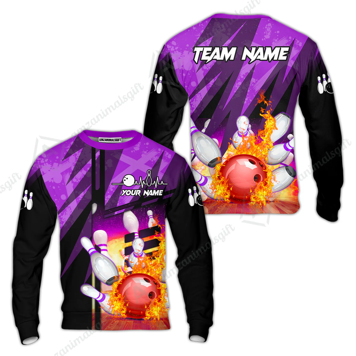Customized Bowling Jersey Shirt, Bowling And Pins Abstract Grunge Texture XX Multicolor Option Customized Name And Team Zipper Polo Jerseys Shirts - Image 36
