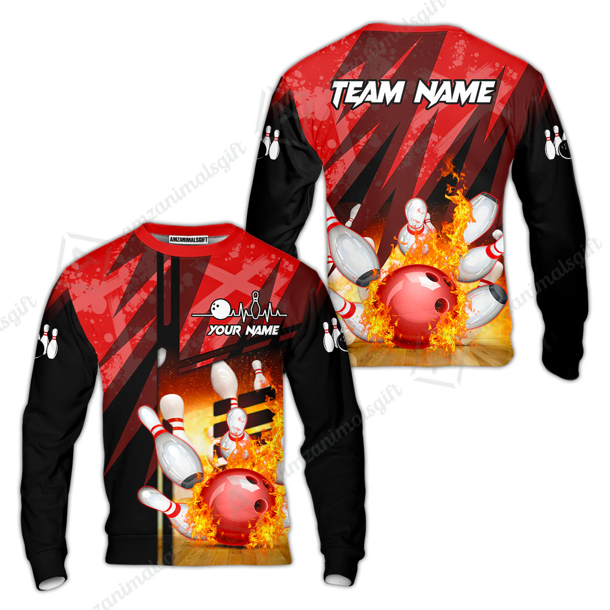Customized Bowling Jersey Shirt, Bowling And Pins Abstract Grunge Texture XX Multicolor Option Customized Name And Team Zipper Polo Jerseys Shirts - Image 37