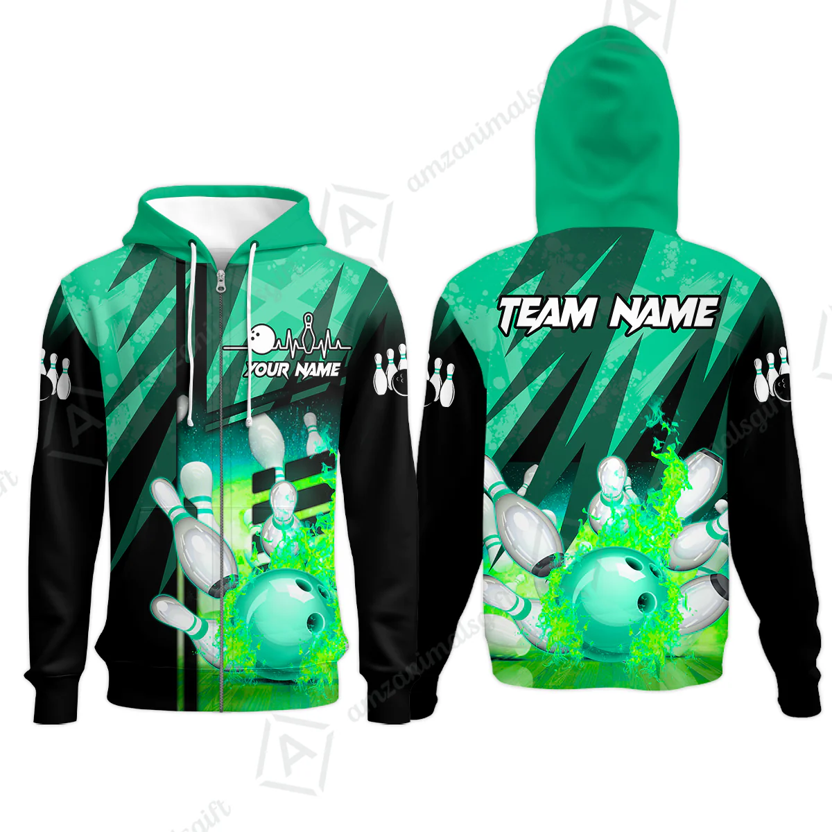Customized Bowling Jersey Shirt, Bowling And Pins Abstract Grunge Texture XX Multicolor Option Customized Name And Team Zipper Polo Jerseys Shirts - Image 40