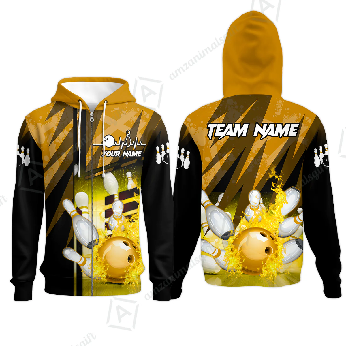 Customized Bowling Jersey Shirt, Bowling And Pins Abstract Grunge Texture XX Multicolor Option Customized Name And Team Zipper Polo Jerseys Shirts - Image 42