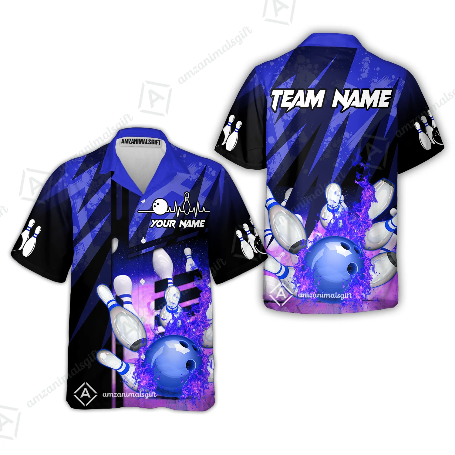 Customized Bowling Jersey Shirt, Bowling And Pins Abstract Grunge Texture XX Multicolor Option Customized Name And Team Zipper Polo Jerseys Shirts - Image 52
