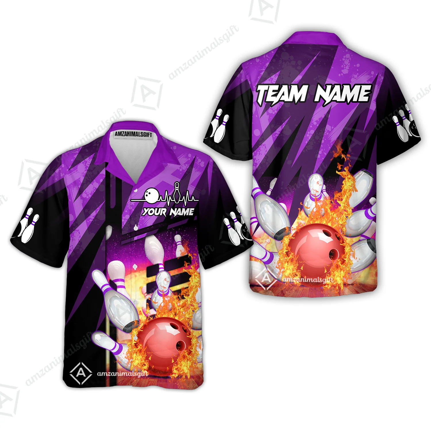 Customized Bowling Jersey Shirt, Bowling And Pins Abstract Grunge Texture XX Multicolor Option Customized Name And Team Zipper Polo Jerseys Shirts - Image 55