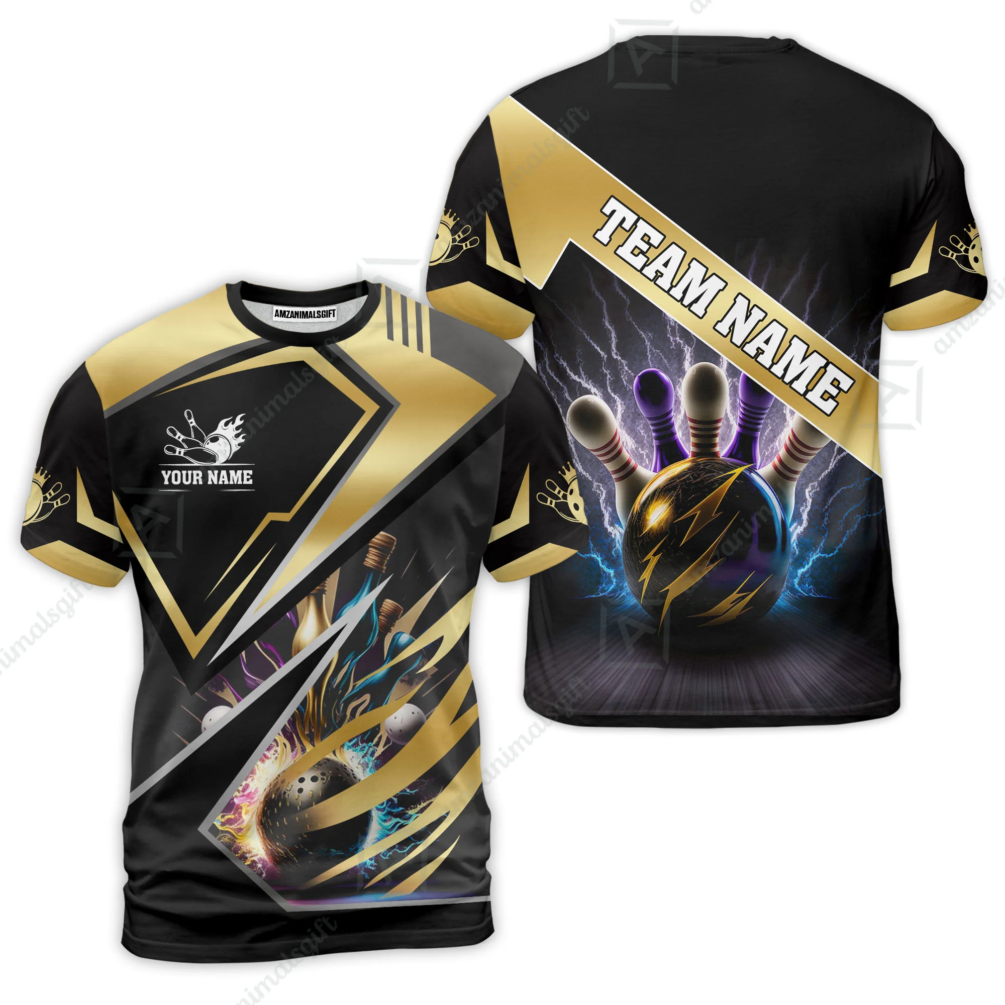 Customized Bowling Jersey Shirt, Bowling And Pins Premium Multicolor Option Customized Name And Team Zipper Polo Jerseys Shirts - Image 12