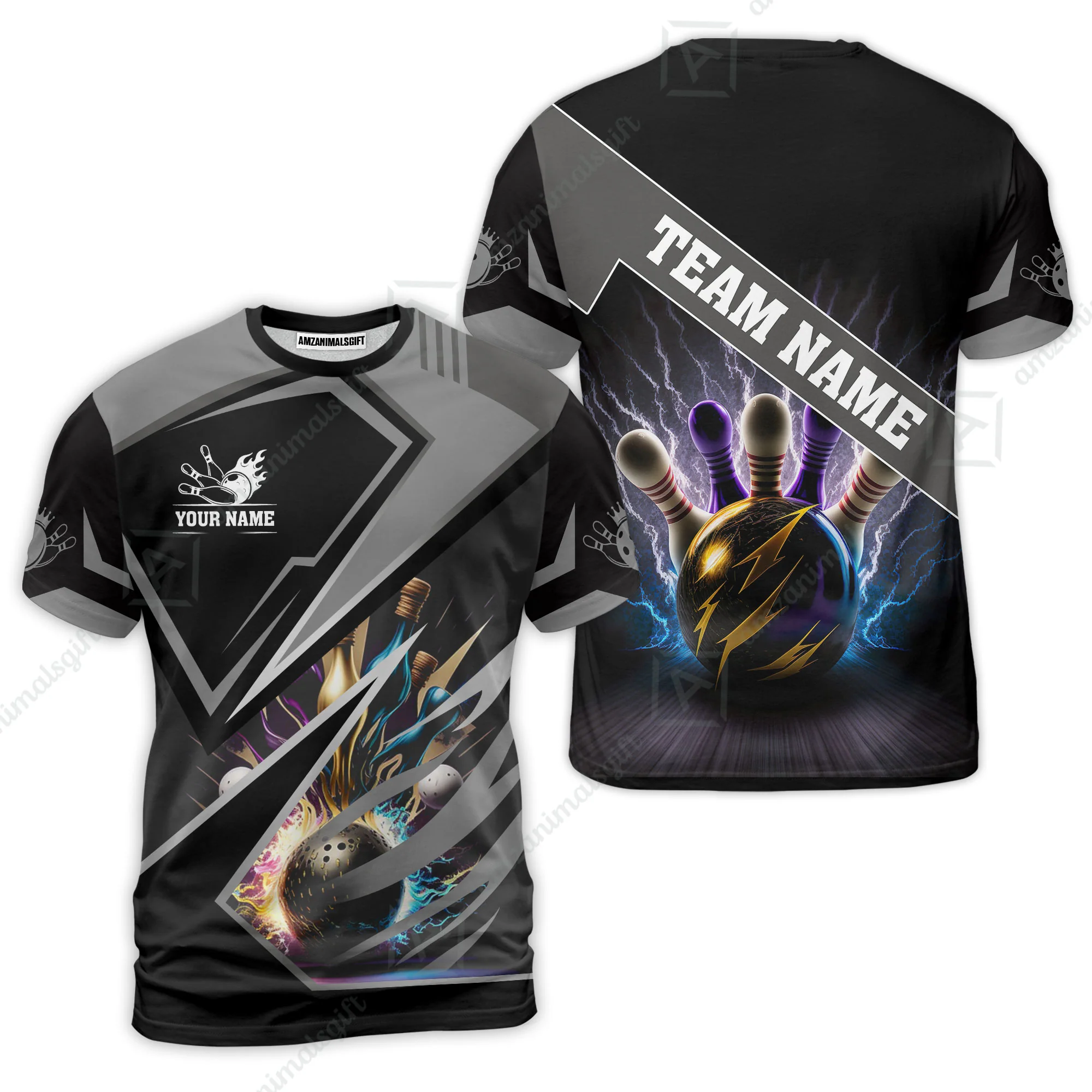 Customized Bowling Jersey Shirt, Bowling And Pins Premium Multicolor Option Customized Name And Team Zipper Polo Jerseys Shirts - Image 16