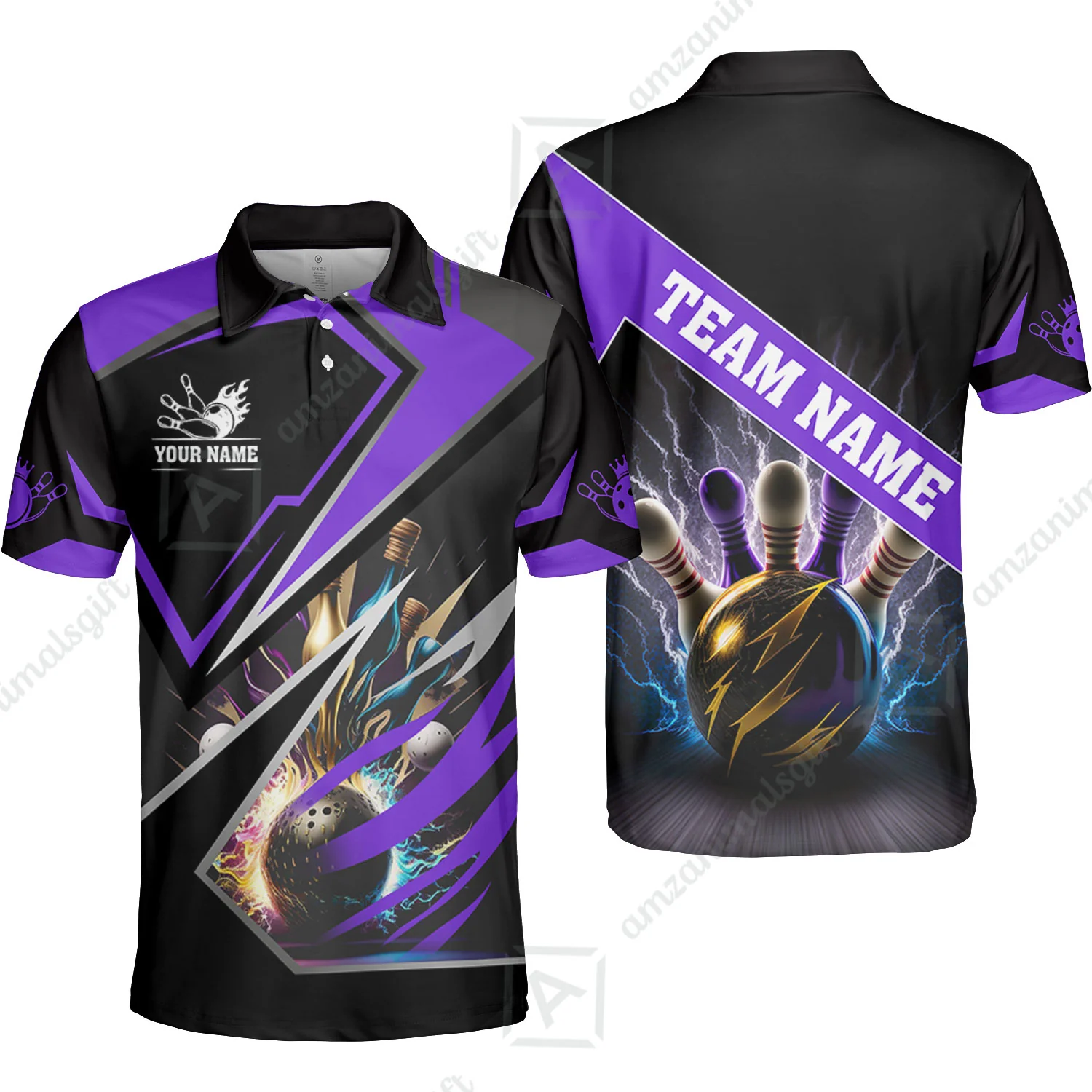 Customized Bowling Jersey Shirt, Bowling And Pins Premium Multicolor Option Customized Name And Team Zipper Polo Jerseys Shirts - Image 23