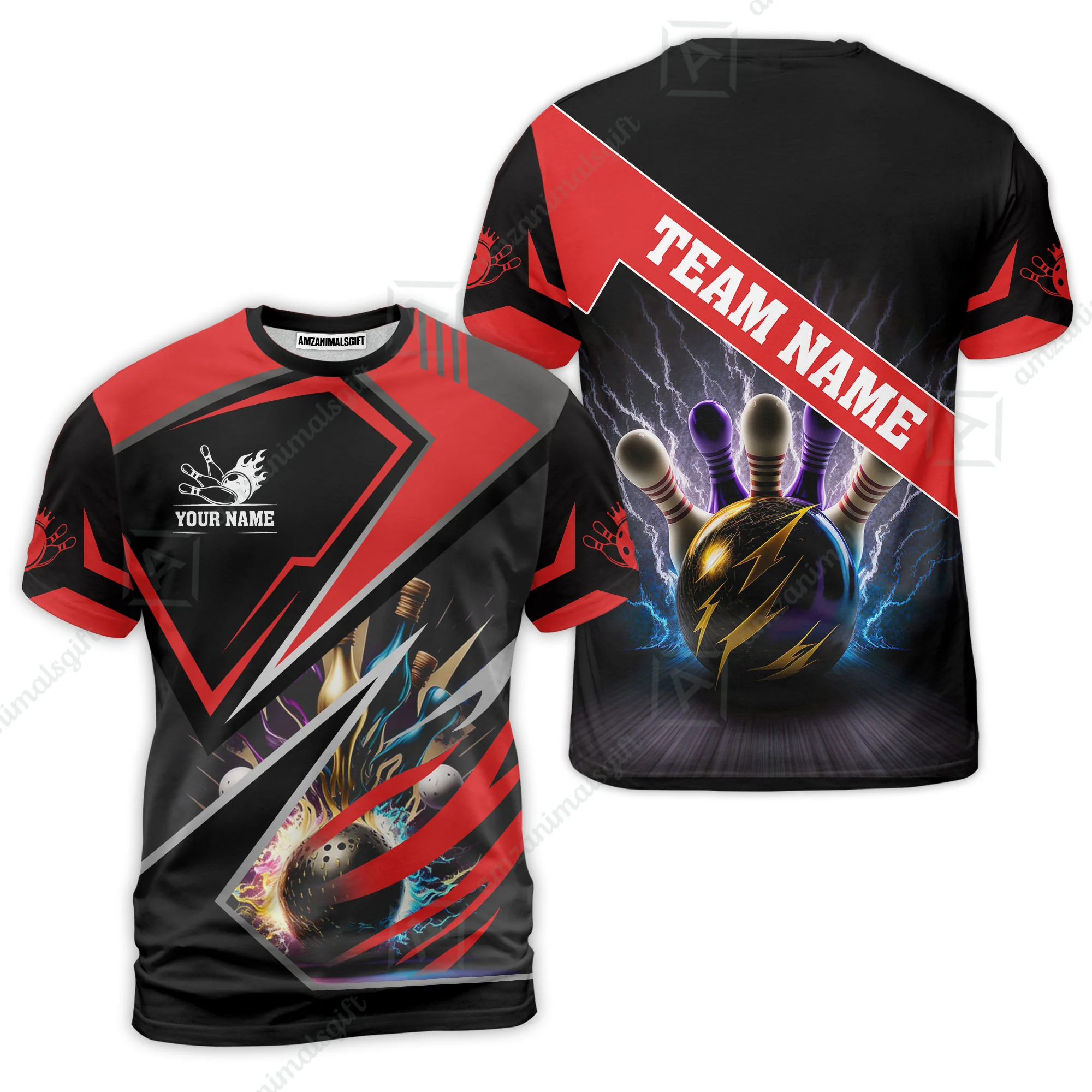 Customized Bowling Jersey Shirt, Bowling And Pins Premium Multicolor Option Customized Name And Team Zipper Polo Jerseys Shirts - Image 28