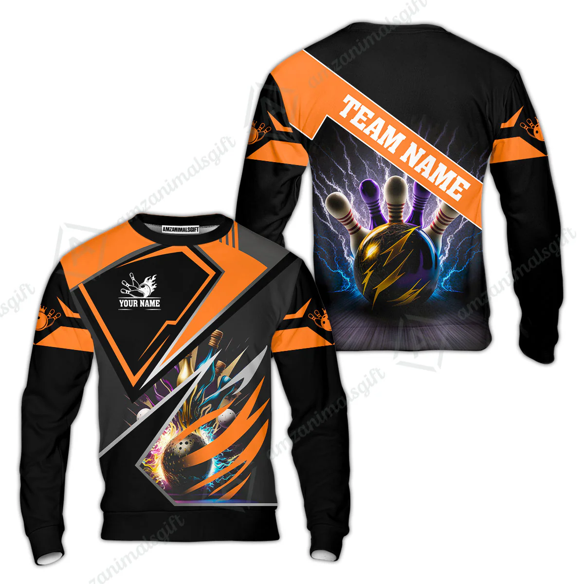 Customized Bowling Jersey Shirt, Bowling And Pins Premium Multicolor Option Customized Name And Team Zipper Polo Jerseys Shirts - Image 42