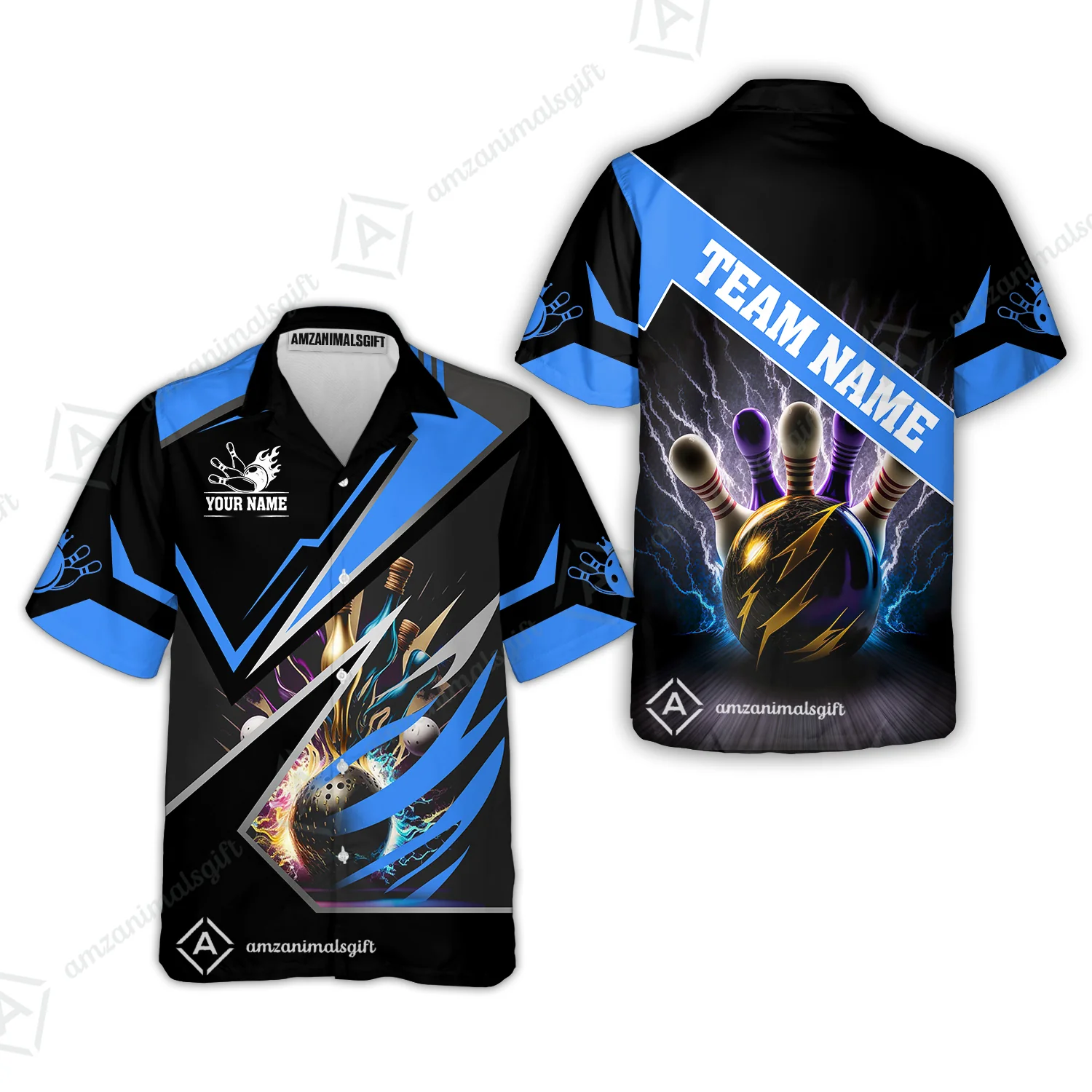 Customized Bowling Jersey Shirt, Bowling And Pins Premium Multicolor Option Customized Name And Team Zipper Polo Jerseys Shirts - Image 62
