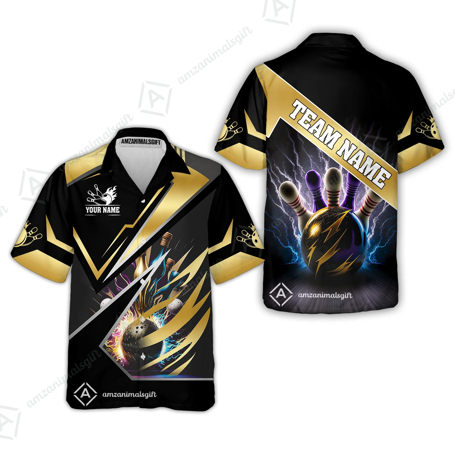 Customized Bowling Jersey Shirt, Bowling And Pins Premium Multicolor Option Customized Name And Team Zipper Polo Jerseys Shirts - Image 63