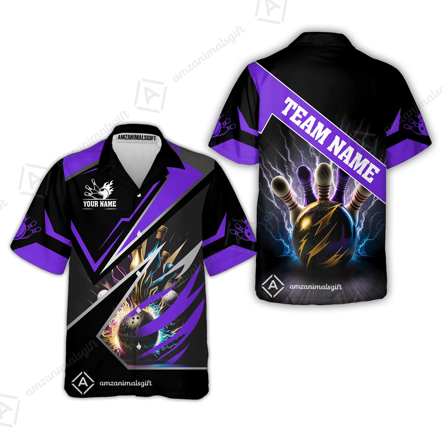 Customized Bowling Jersey Shirt, Bowling And Pins Premium Multicolor Option Customized Name And Team Zipper Polo Jerseys Shirts - Image 66