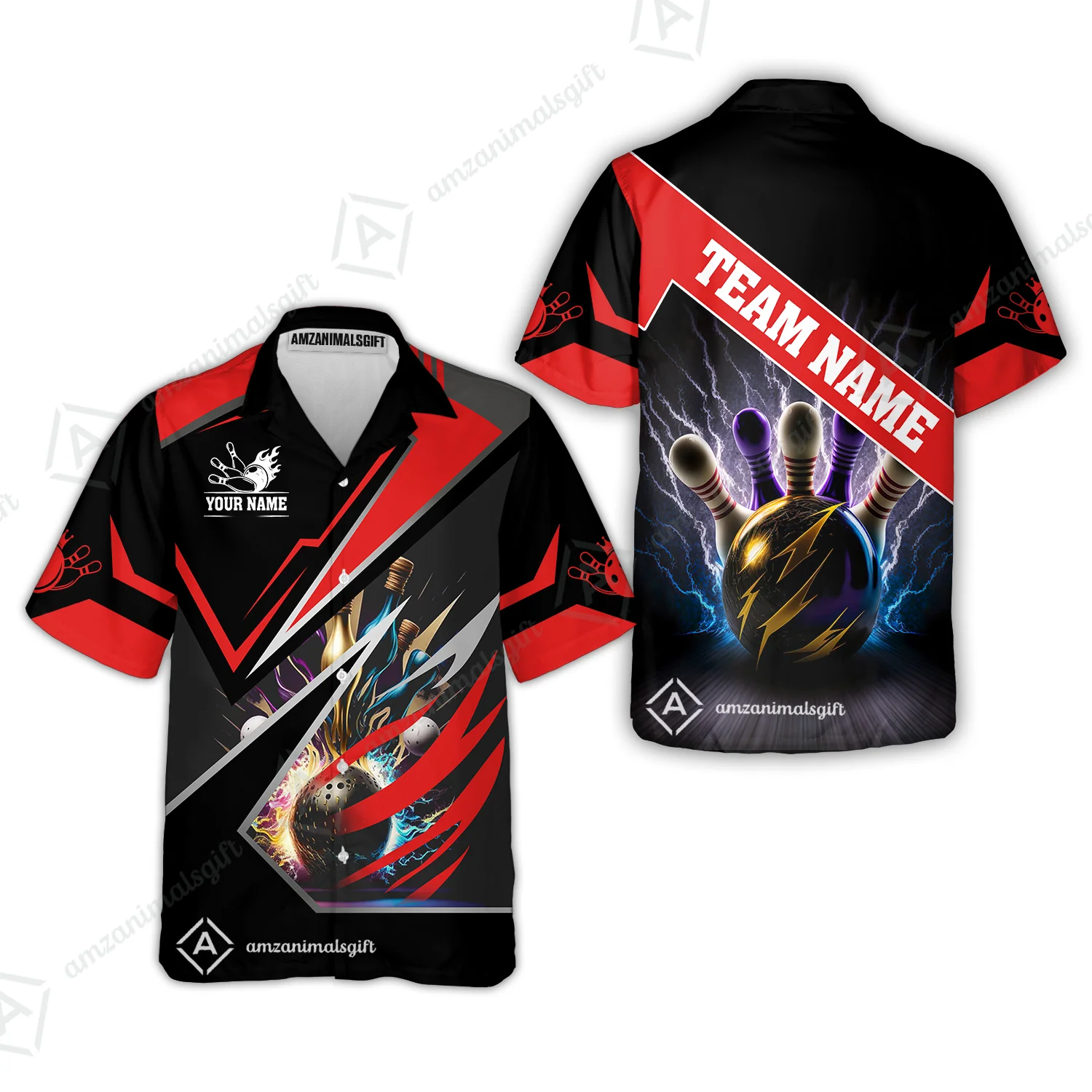 Customized Bowling Jersey Shirt, Bowling And Pins Premium Multicolor Option Customized Name And Team Zipper Polo Jerseys Shirts - Image 67