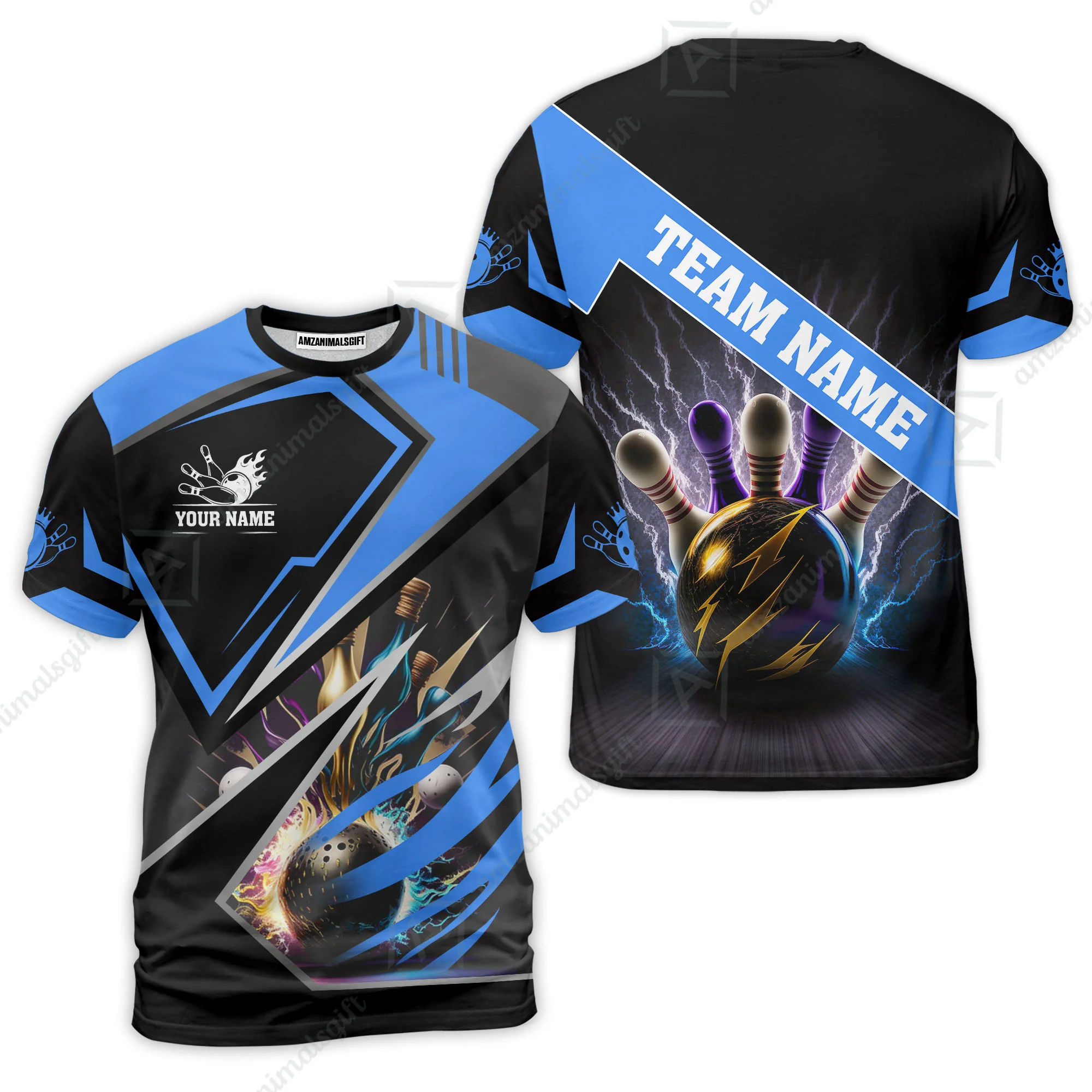Customized Bowling Jersey Shirt, Bowling And Pins Premium Multicolor Option Customized Name And Team Zipper Polo Jerseys Shirts - Image 8