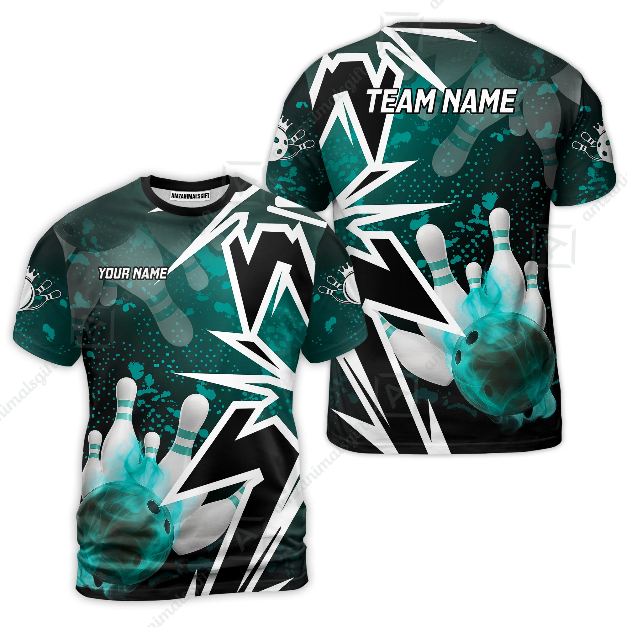 Customized Bowling Polo, Bowling And Pins Smoke Multicolor Option Customized Name And Team Zipper Polo Jerseys Shirts - Image 30