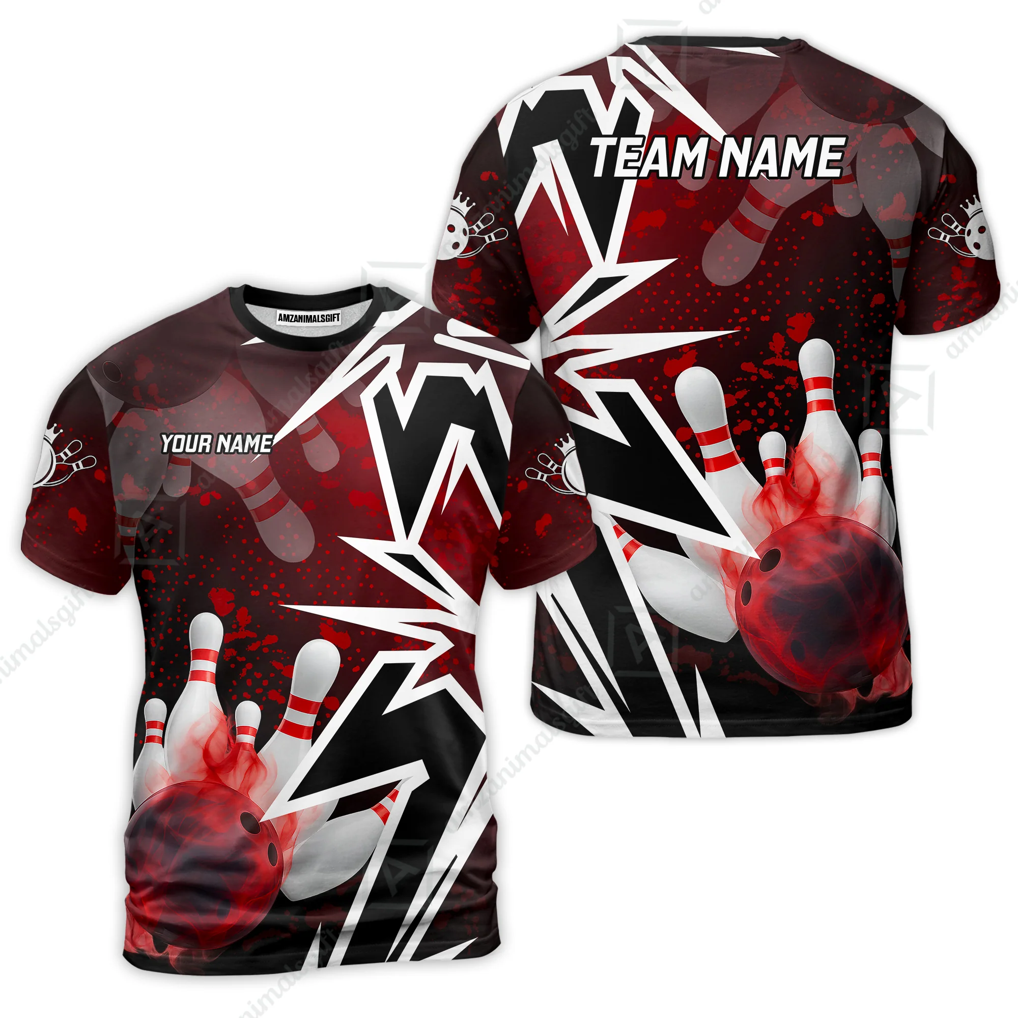 Customized Bowling Polo, Bowling And Pins Smoke Multicolor Option Customized Name And Team Zipper Polo Jerseys Shirts - Image 5