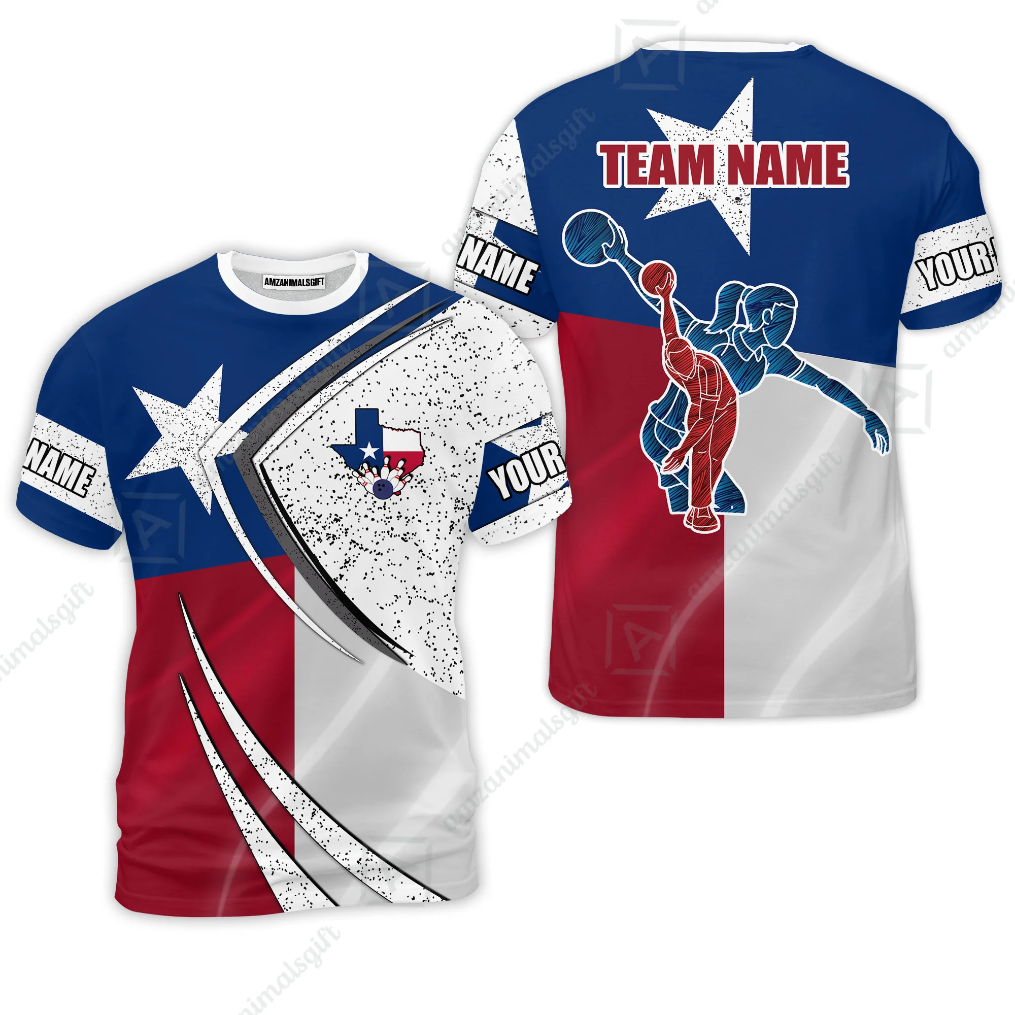 Customized Bowling Unisex Polo, Bowling And Pins Texas Style Customized Name And Team Name Polo Jerseys Shirts - Image 4