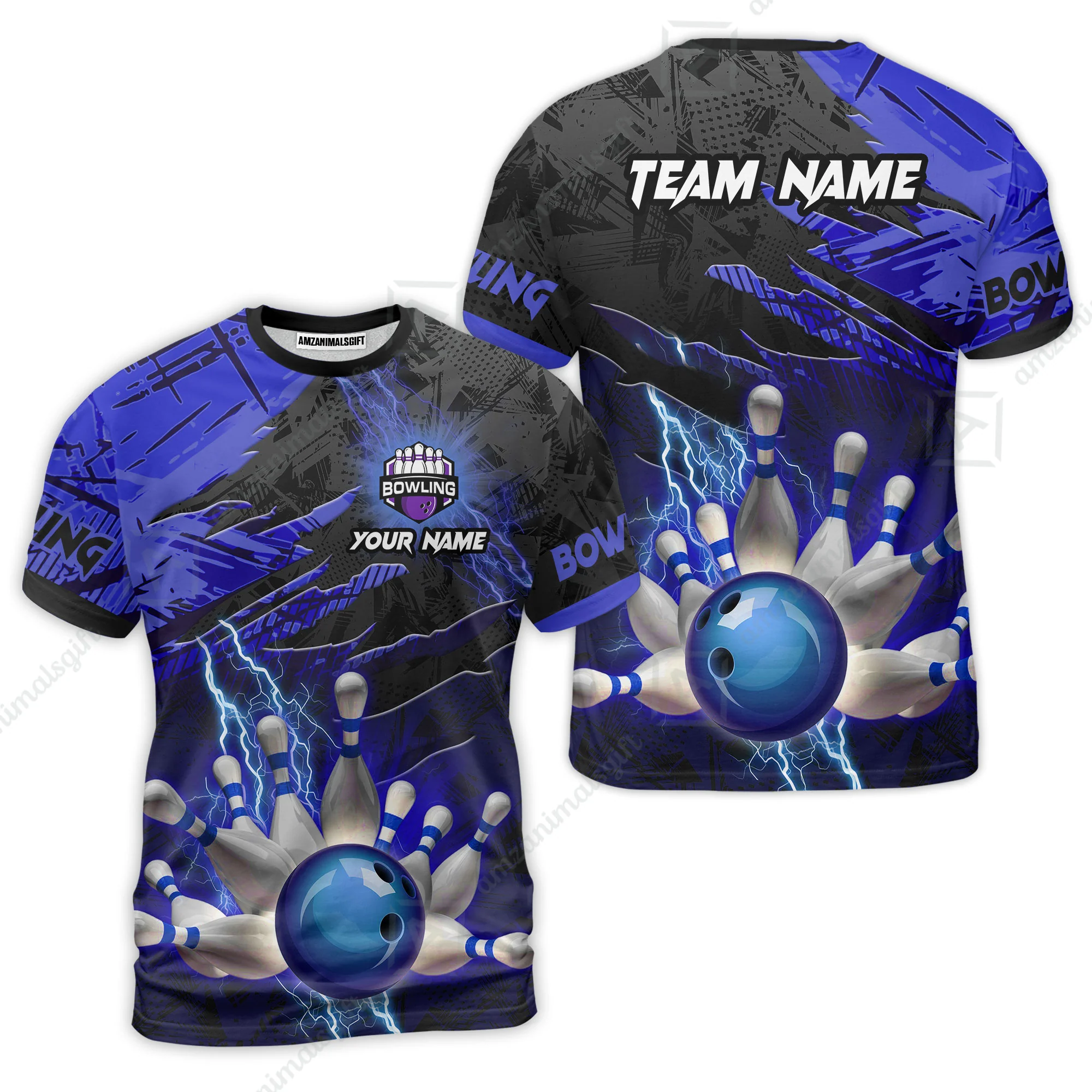 Customized Bowling Unisex Polo Shirt, Bowling And Pins Thunder Break Multicolor Option Customized Name And Team Name Zipper Polo Jerseys Shirts - Image 10
