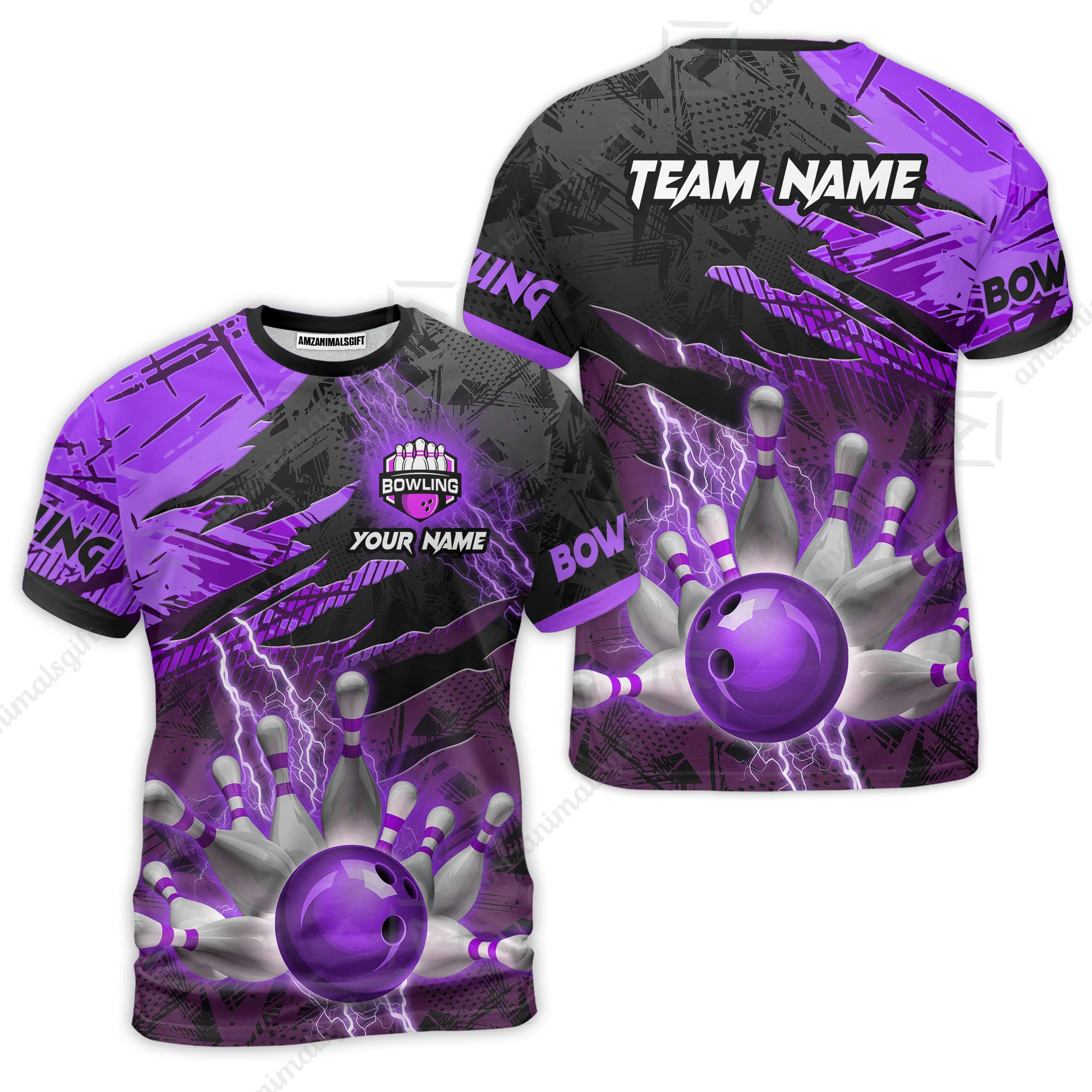 Customized Bowling Unisex Polo Shirt, Bowling And Pins Thunder Break Multicolor Option Customized Name And Team Name Zipper Polo Jerseys Shirts - Image 14