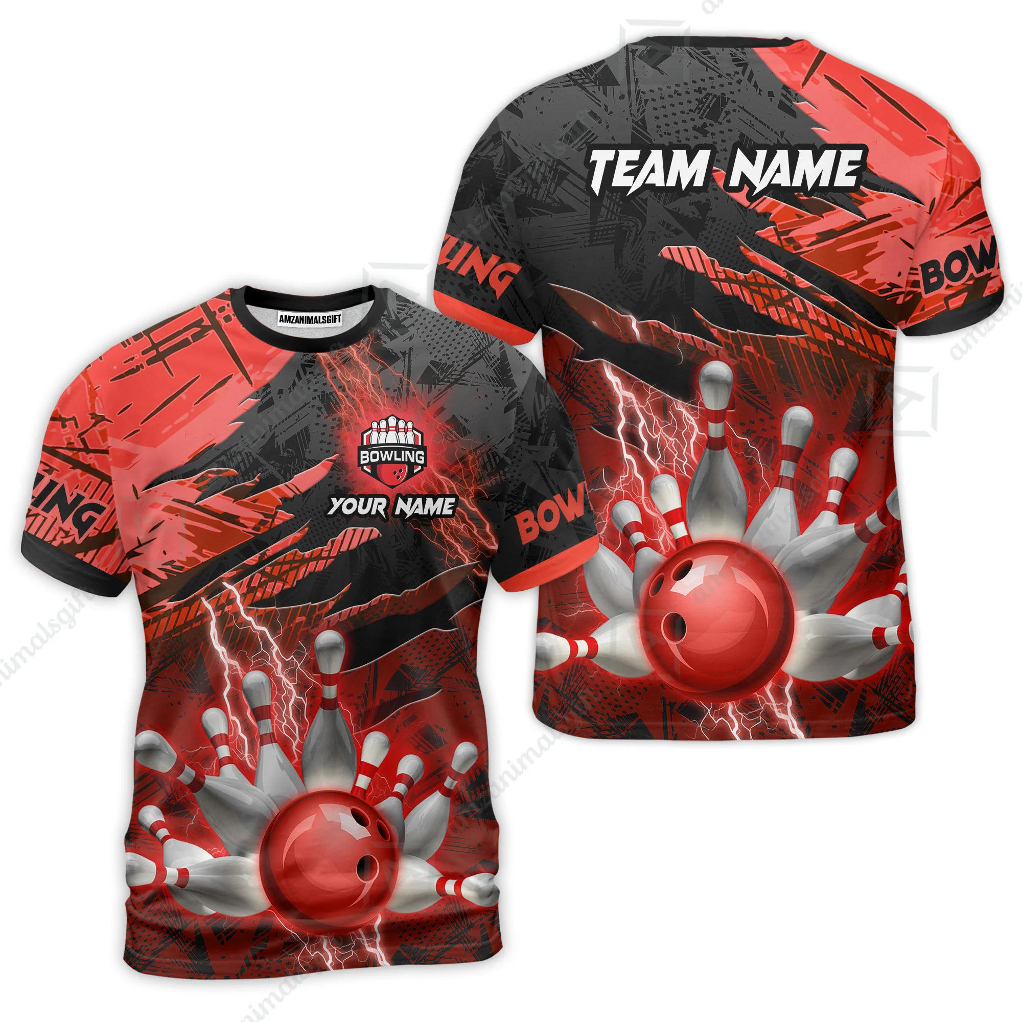Customized Bowling Unisex Polo Shirt, Bowling And Pins Thunder Break Multicolor Option Customized Name And Team Name Zipper Polo Jerseys Shirts - Image 20