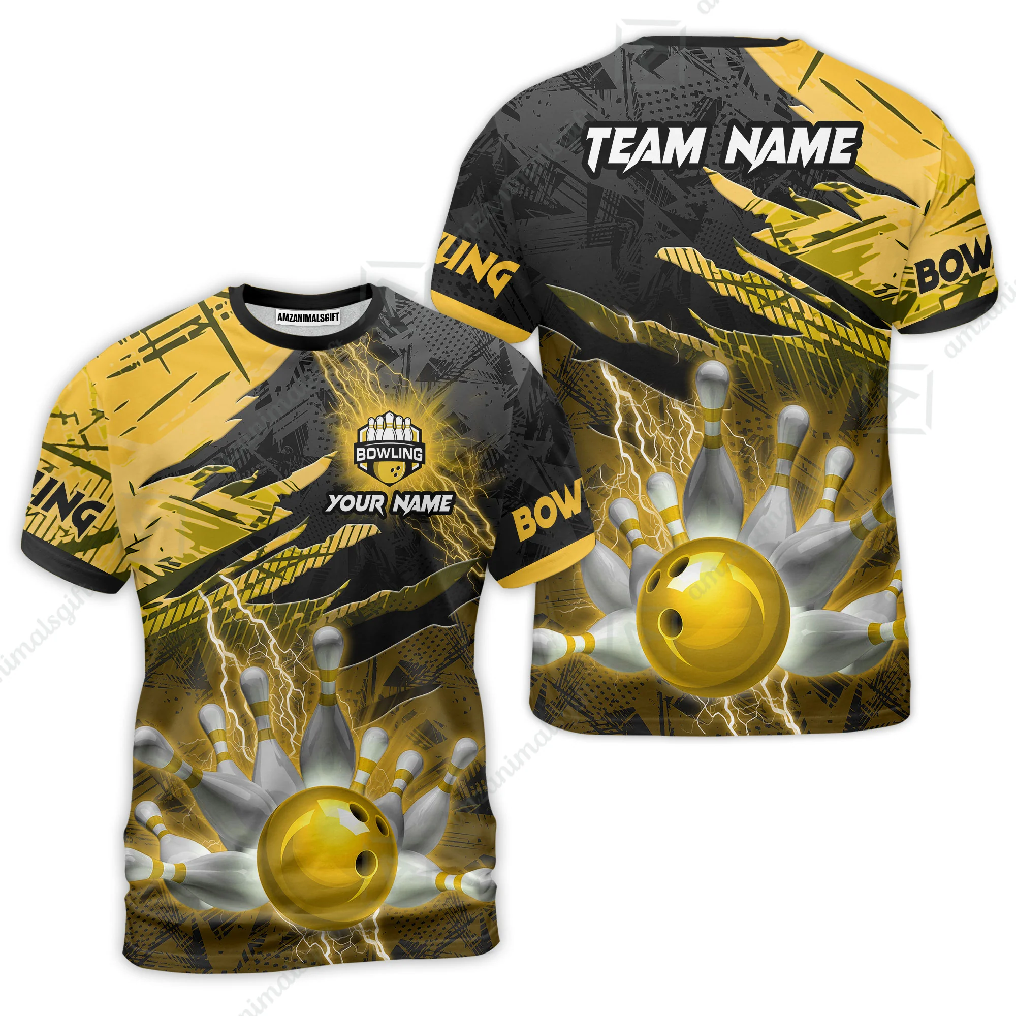 Customized Bowling Unisex Polo Shirt, Bowling And Pins Thunder Break Multicolor Option Customized Name And Team Name Zipper Polo Jerseys Shirts - Image 25