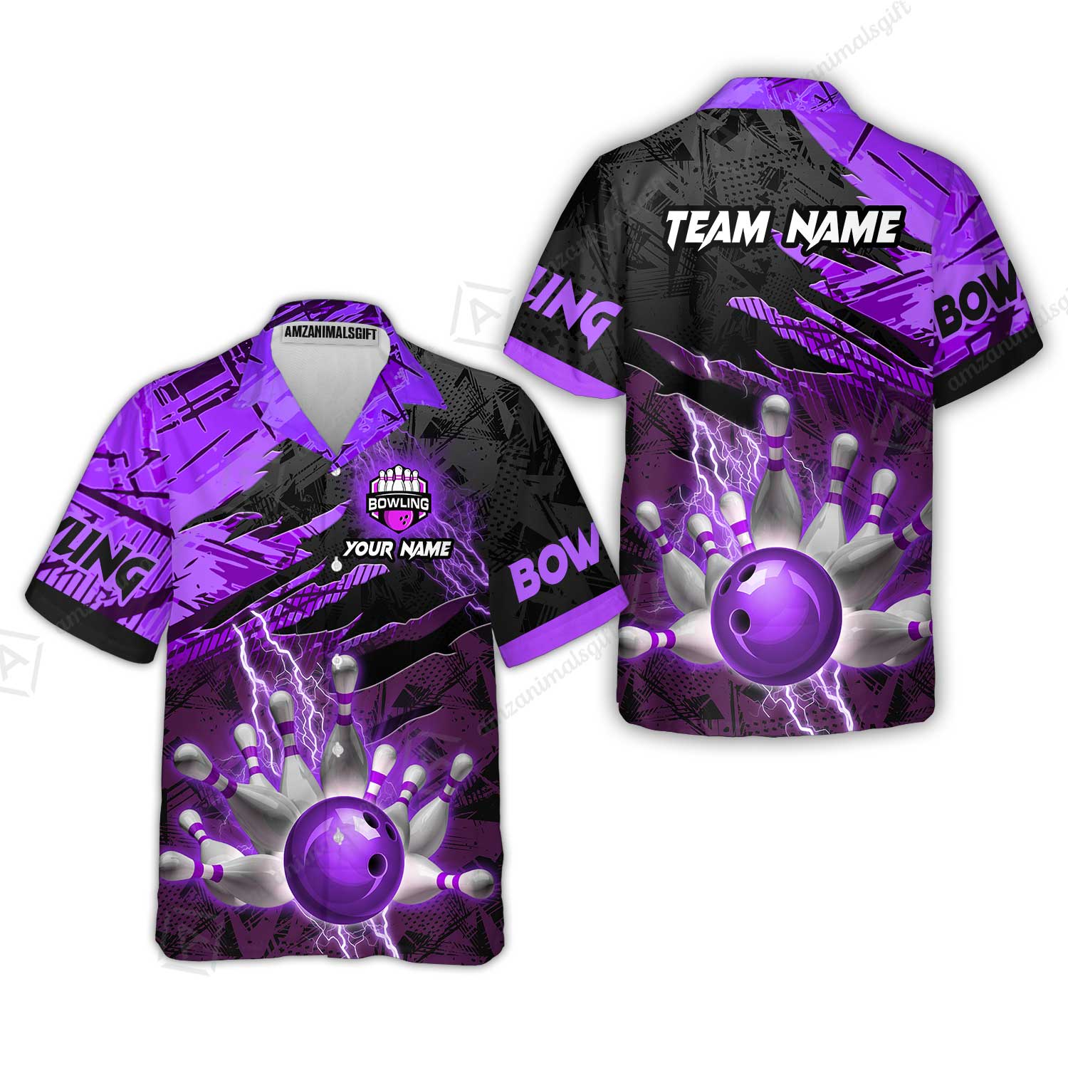 Customized Bowling Unisex Polo Shirt, Bowling And Pins Thunder Break Multicolor Option Customized Name And Team Name Zipper Polo Jerseys Shirts - Image 34