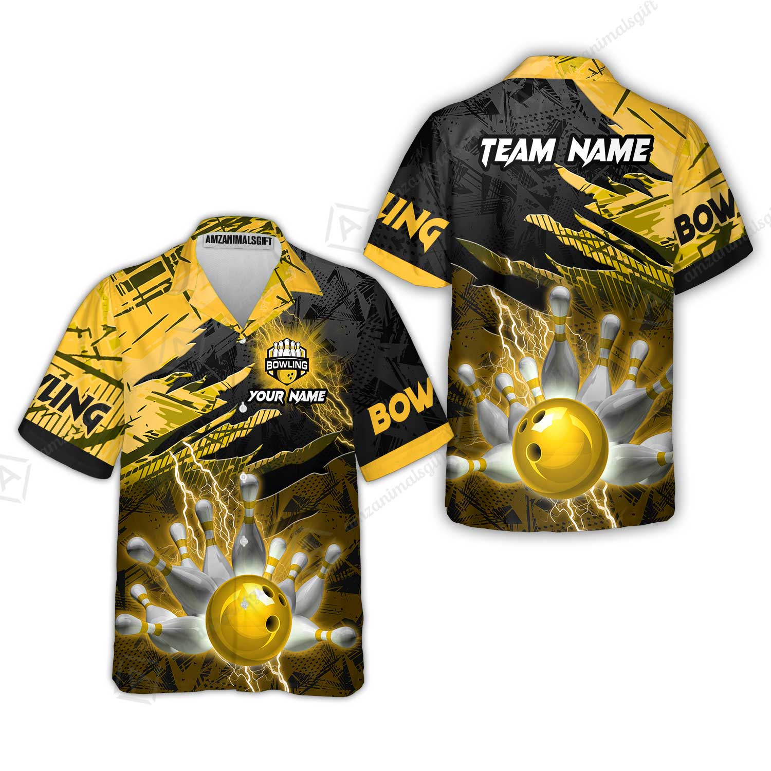 Customized Bowling Unisex Polo Shirt, Bowling And Pins Thunder Break Multicolor Option Customized Name And Team Name Zipper Polo Jerseys Shirts - Image 35
