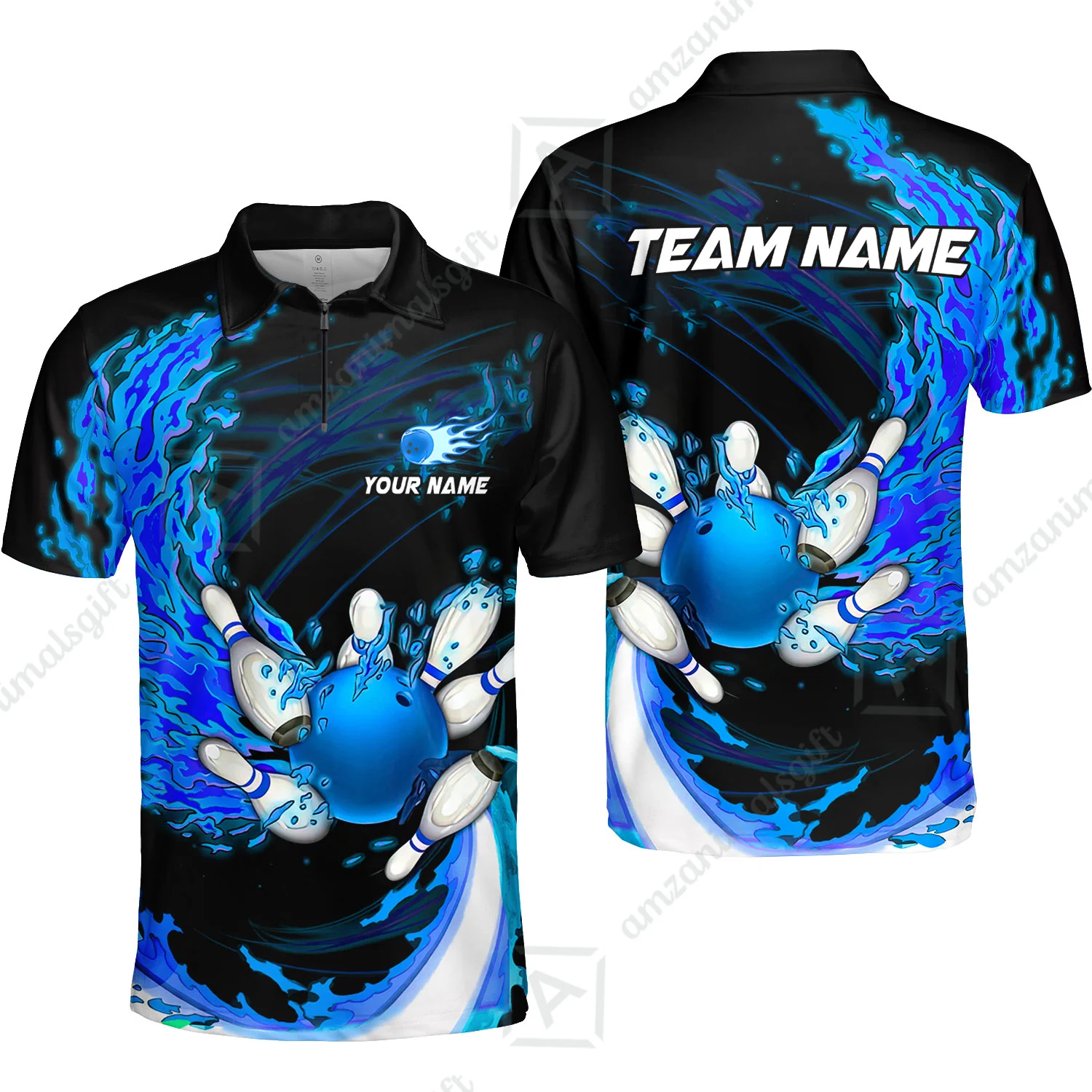 Customized Bowling Polo Team Jerseys, Breath Of Fire Bowling And Pins Multicolor Option Customized Name And Team Name For Bowling Team - Image 11